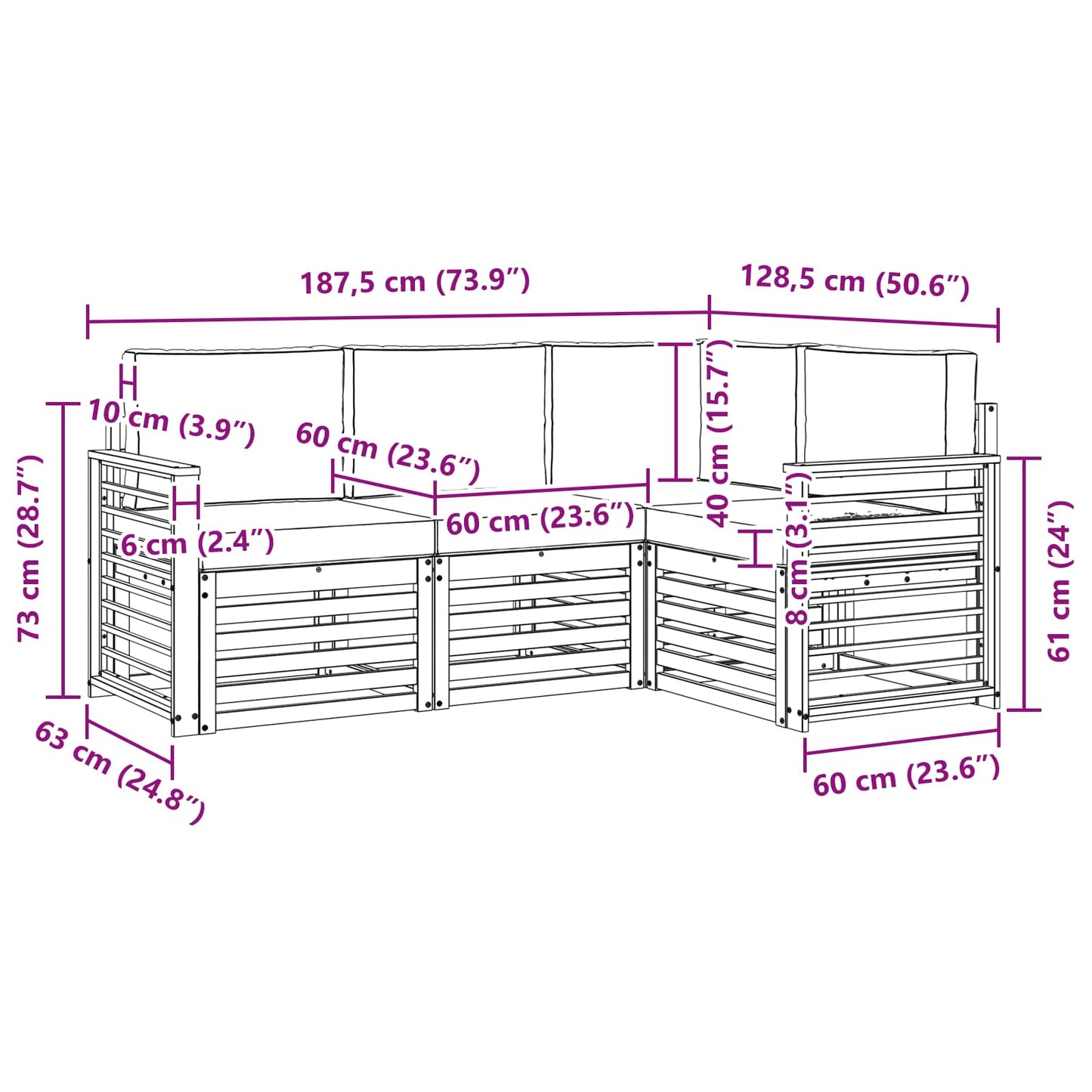 Sofa-Sets 4 pcs Natuurlijk en Lichtgrijs Massief Acaciahout is nu te koop bij PeponiXL, paradijselijk wonen!