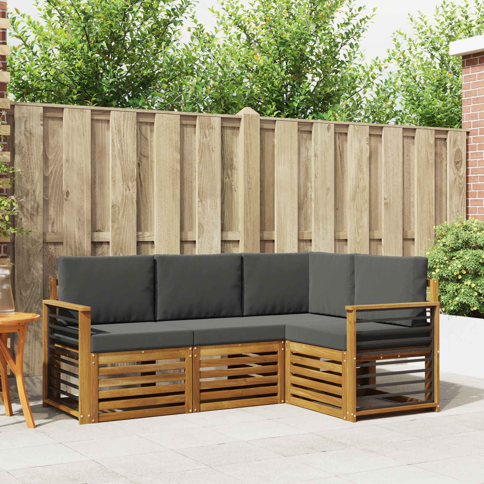 Sofa-Sets 4 pcs Natuurlijk en Antraciet Massief Acaciahout is nu te koop bij PeponiXL, paradijselijk wonen!