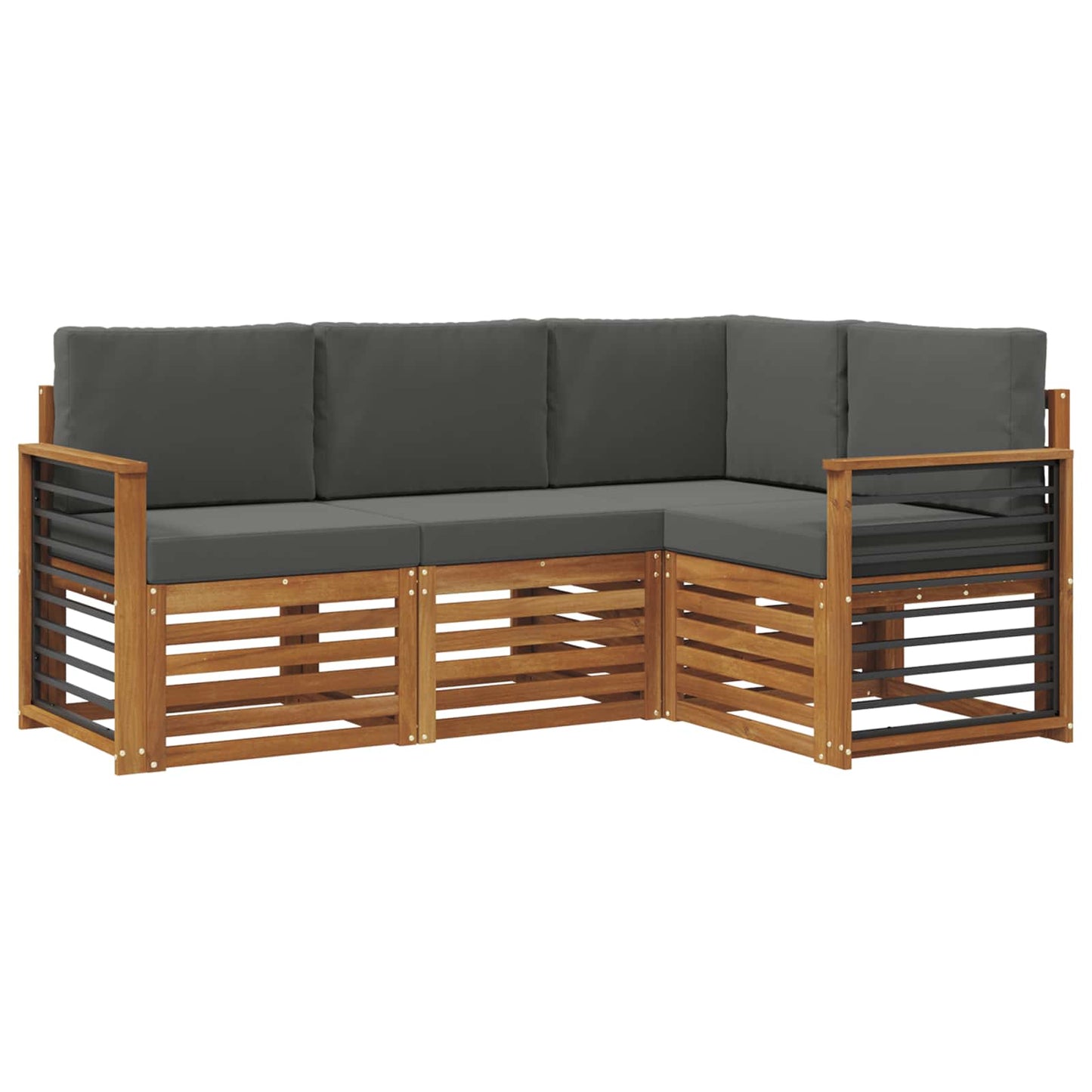 Sofa-Sets 4 pcs Natuurlijk en Antraciet Massief Acaciahout is nu te koop bij PeponiXL, paradijselijk wonen!