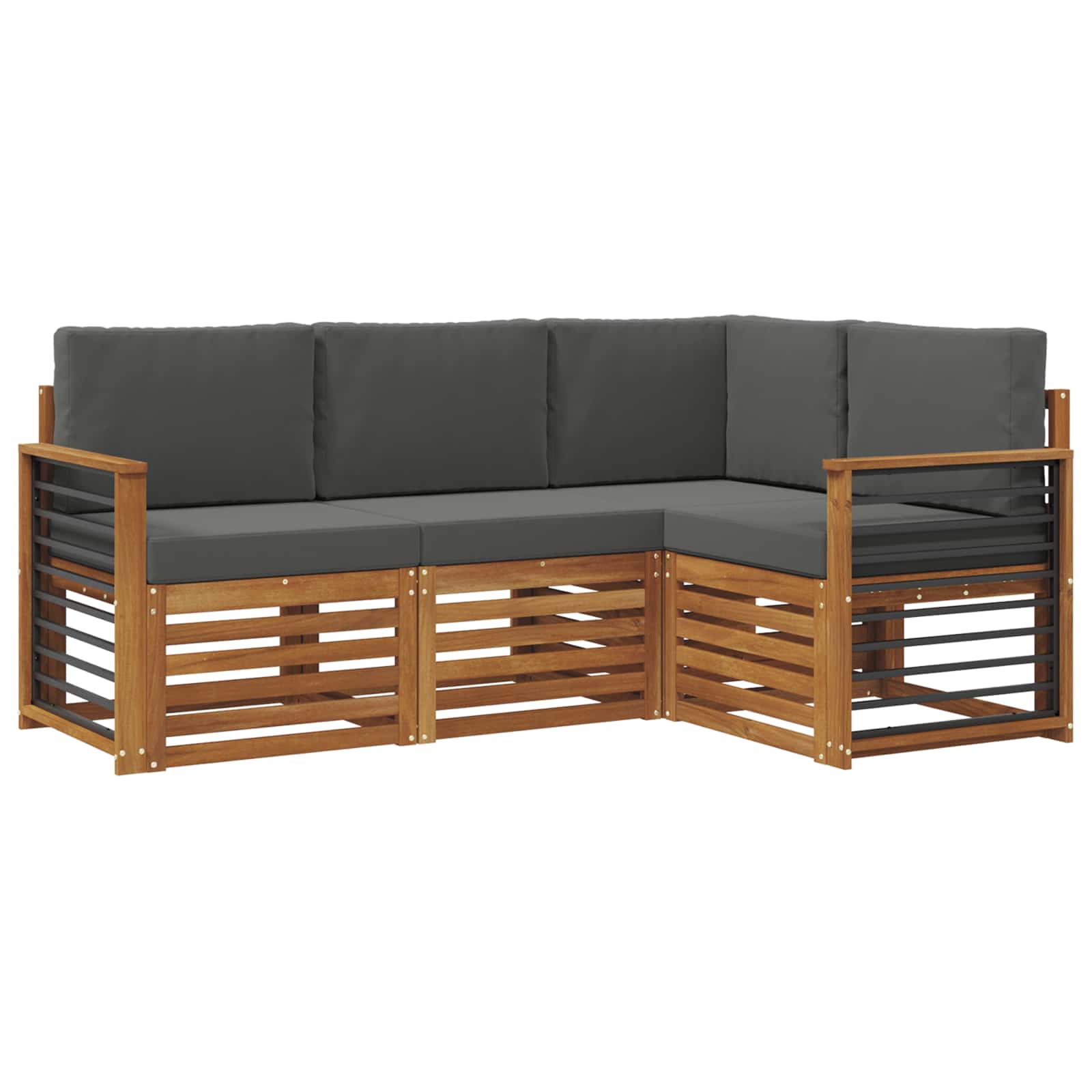 Sofa-Sets 4 pcs Natuurlijk en Antraciet Massief Acaciahout is nu te koop bij PeponiXL, paradijselijk wonen!