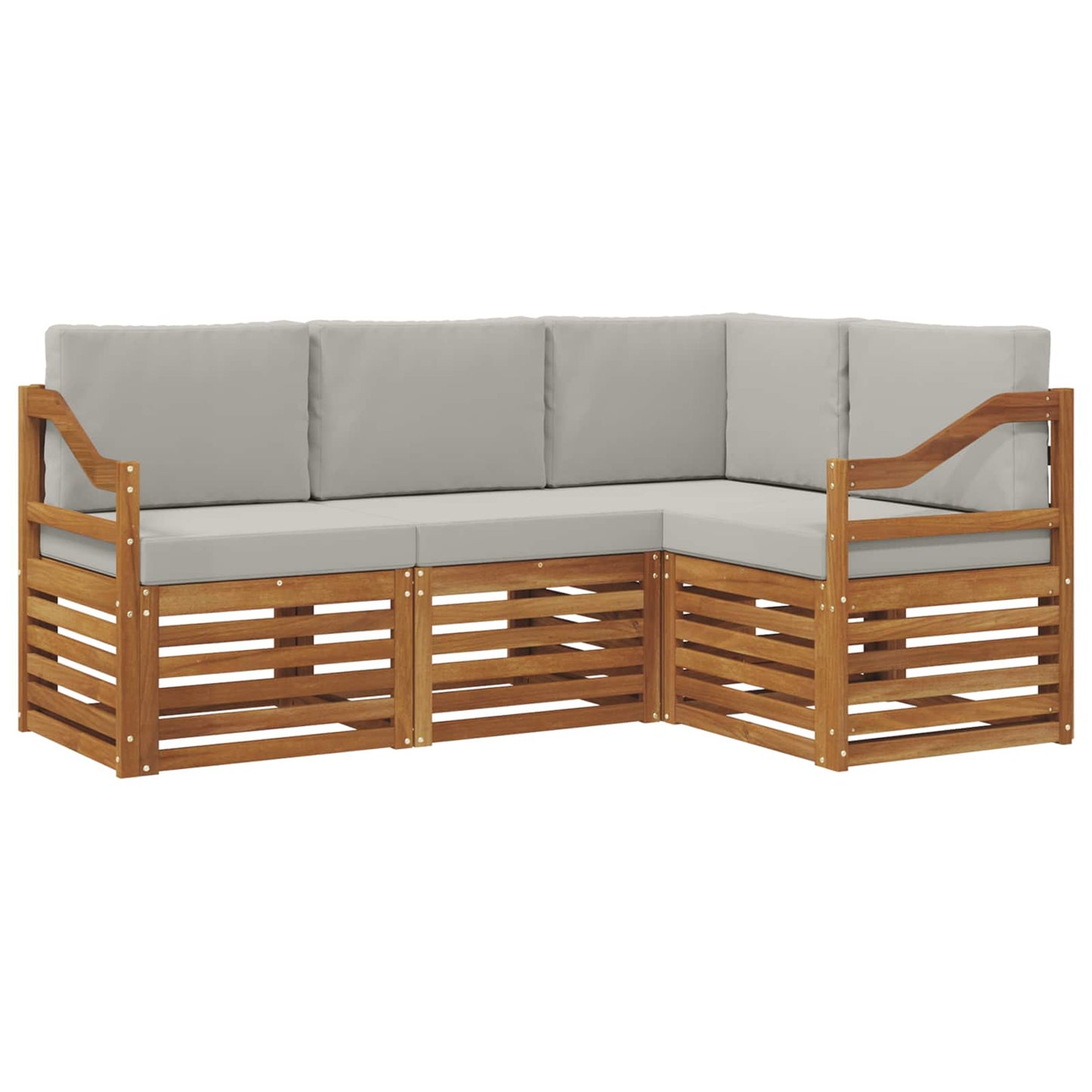 Sofa-Sets 4 pcs Natuurlijk en Lichtgrijs Massief Acaciahout is nu te koop bij PeponiXL, paradijselijk wonen!