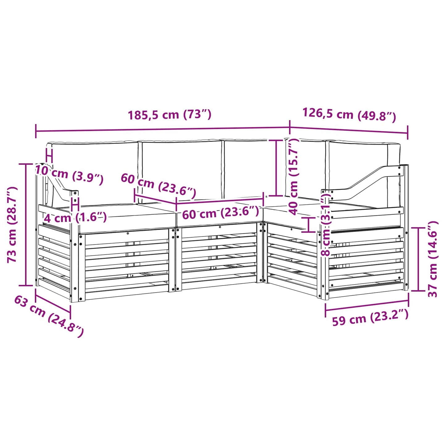 Sofa-Sets 4 pcs Natuurlijk en Lichtgrijs Massief Acaciahout is nu te koop bij PeponiXL, paradijselijk wonen!