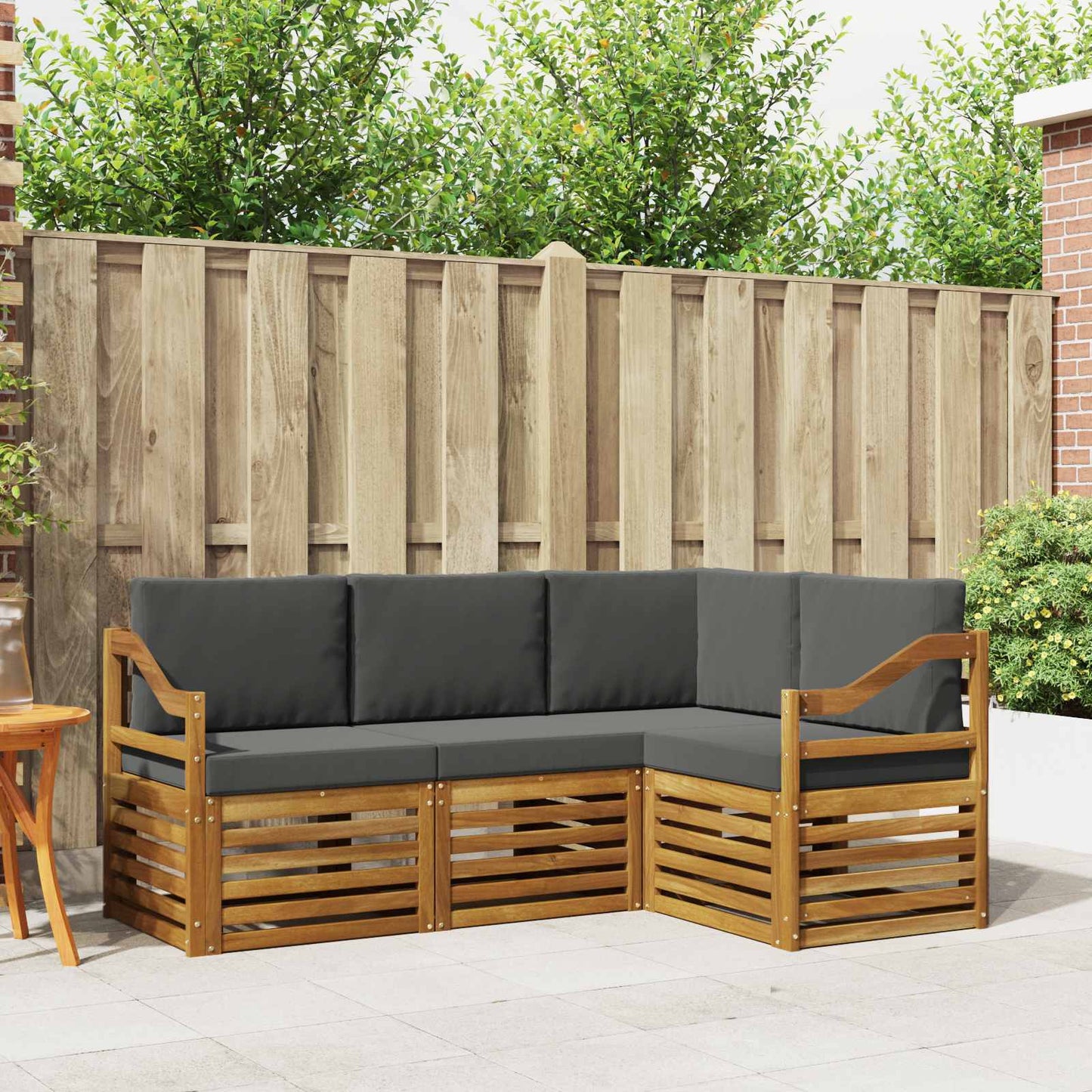 Sofa-Sets 4 pcs Natuurlijk en Antraciet Massief Acaciahout is nu te koop bij PeponiXL, paradijselijk wonen!