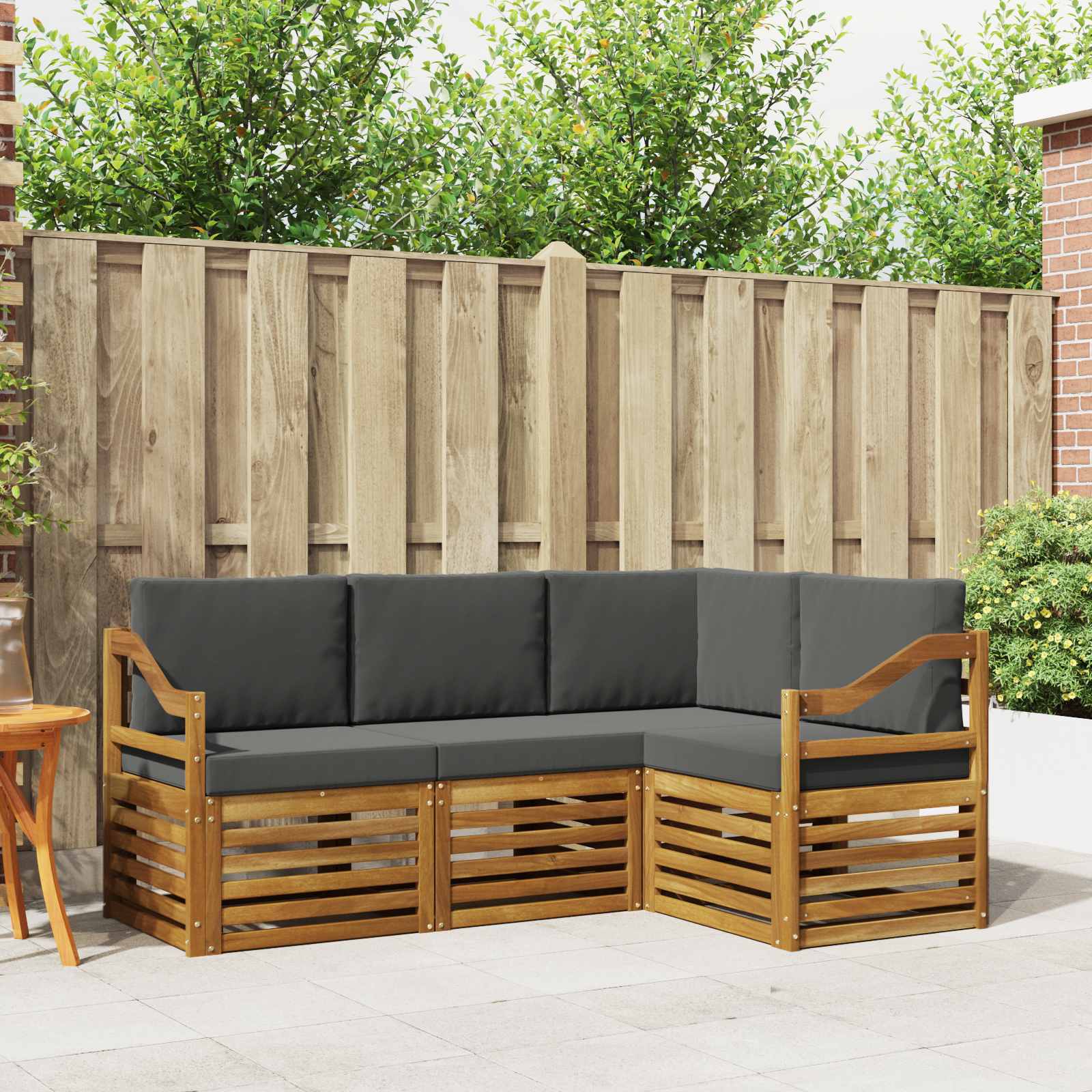 Sofa-Sets 4 pcs Natuurlijk en Antraciet Massief Acaciahout is nu te koop bij PeponiXL, paradijselijk wonen!