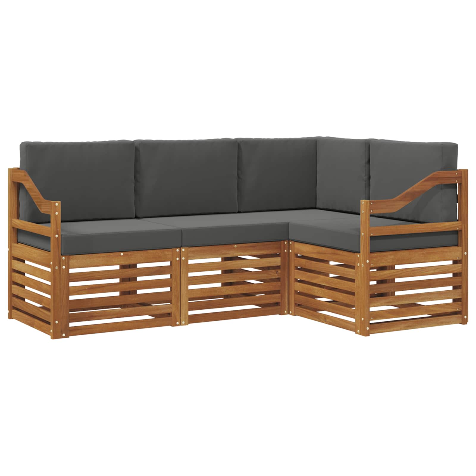 Sofa-Sets 4 pcs Natuurlijk en Antraciet Massief Acaciahout is nu te koop bij PeponiXL, paradijselijk wonen!