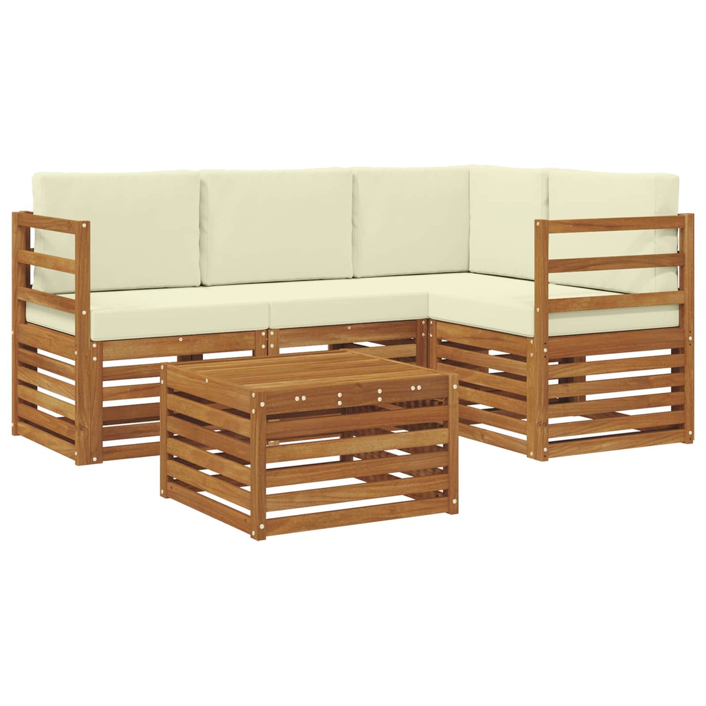 Buiten bankenset met kussen 5 pcs Natuurlijk en Crème is nu te koop bij PeponiXL, paradijselijk wonen!
