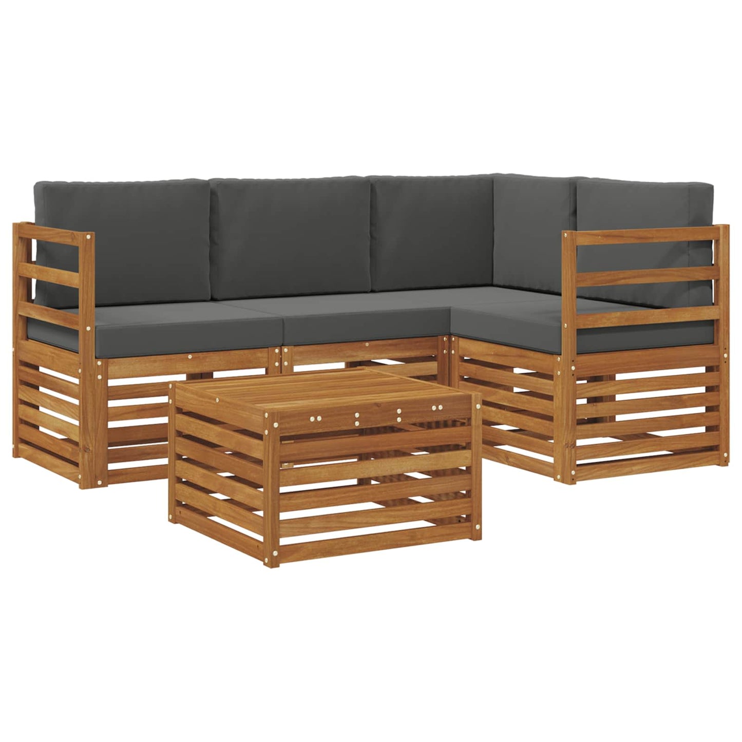 Buiten bankenset met kussen 5 pcs Natuurlijk en Antraciet is nu te koop bij PeponiXL, paradijselijk wonen!