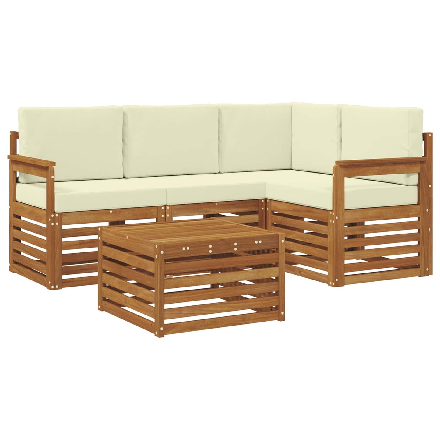 Buiten bankenset met kussen 5 pcs Natuurlijk en Crème is nu te koop bij PeponiXL, paradijselijk wonen!