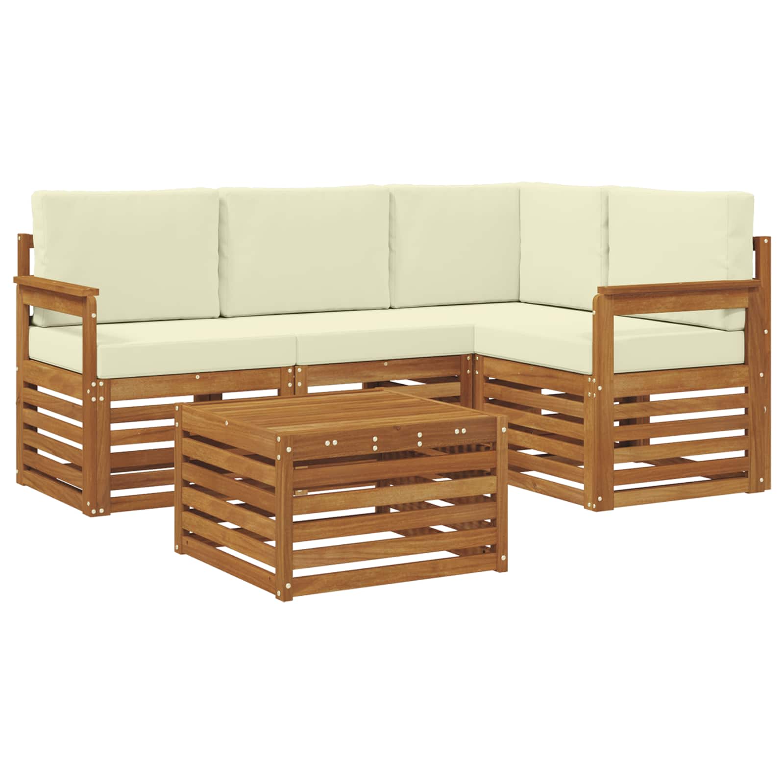 Buiten bankenset met kussen 5 pcs Natuurlijk en Crème is nu te koop bij PeponiXL, paradijselijk wonen!