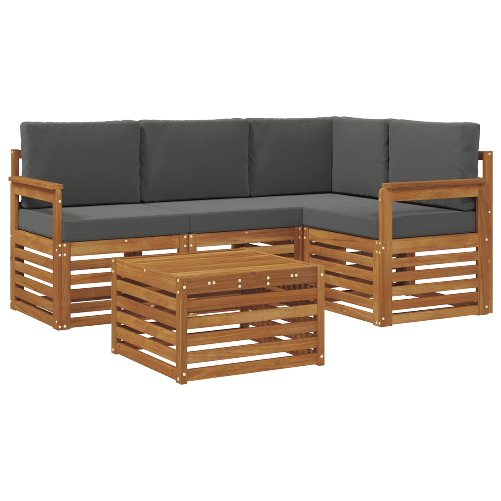 Buiten bankenset met kussen 5 pcs Natuurlijk en Antraciet is nu te koop bij PeponiXL, paradijselijk wonen!