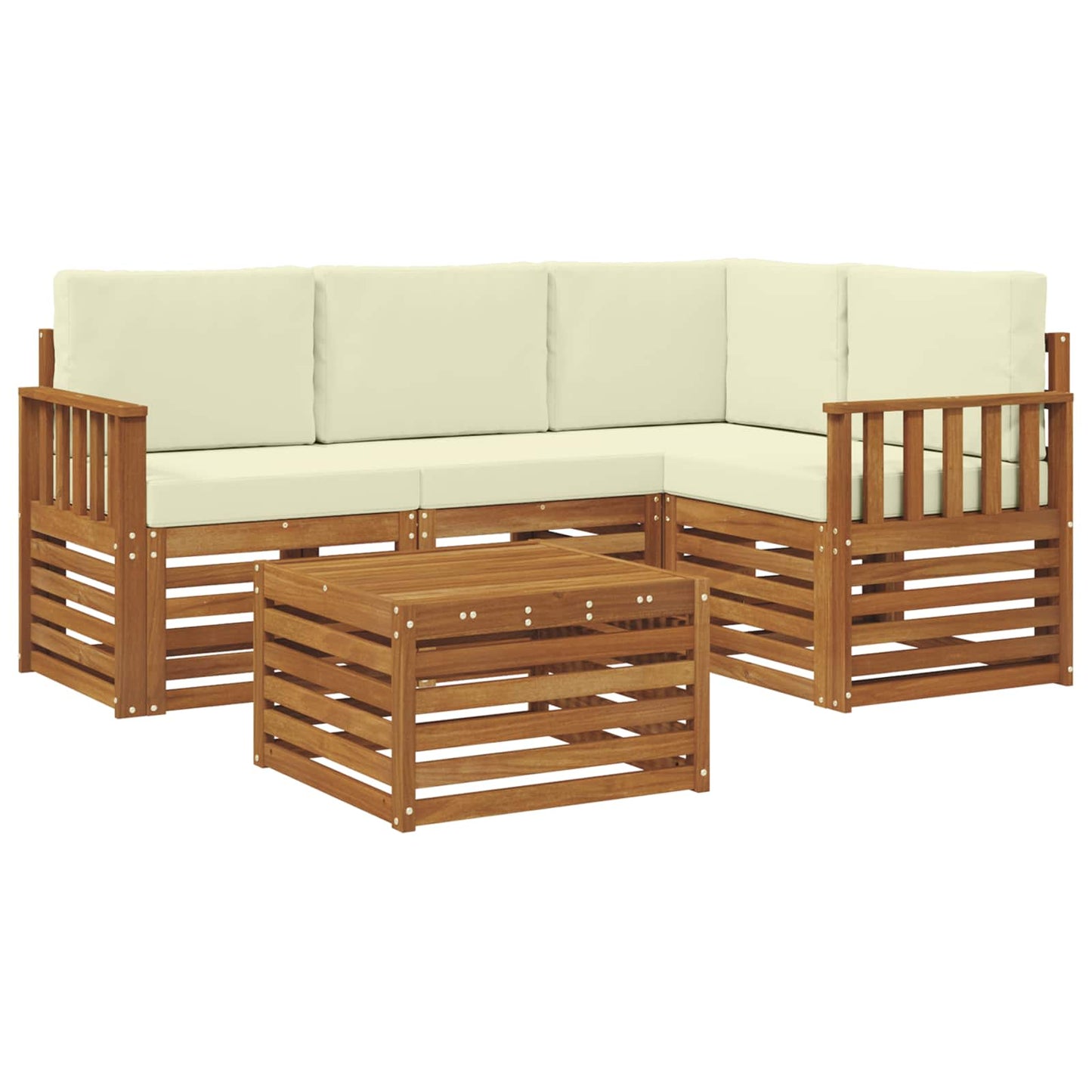 Buiten bankenset met kussen 5 pcs Natuurlijk en Crème is nu te koop bij PeponiXL, paradijselijk wonen!