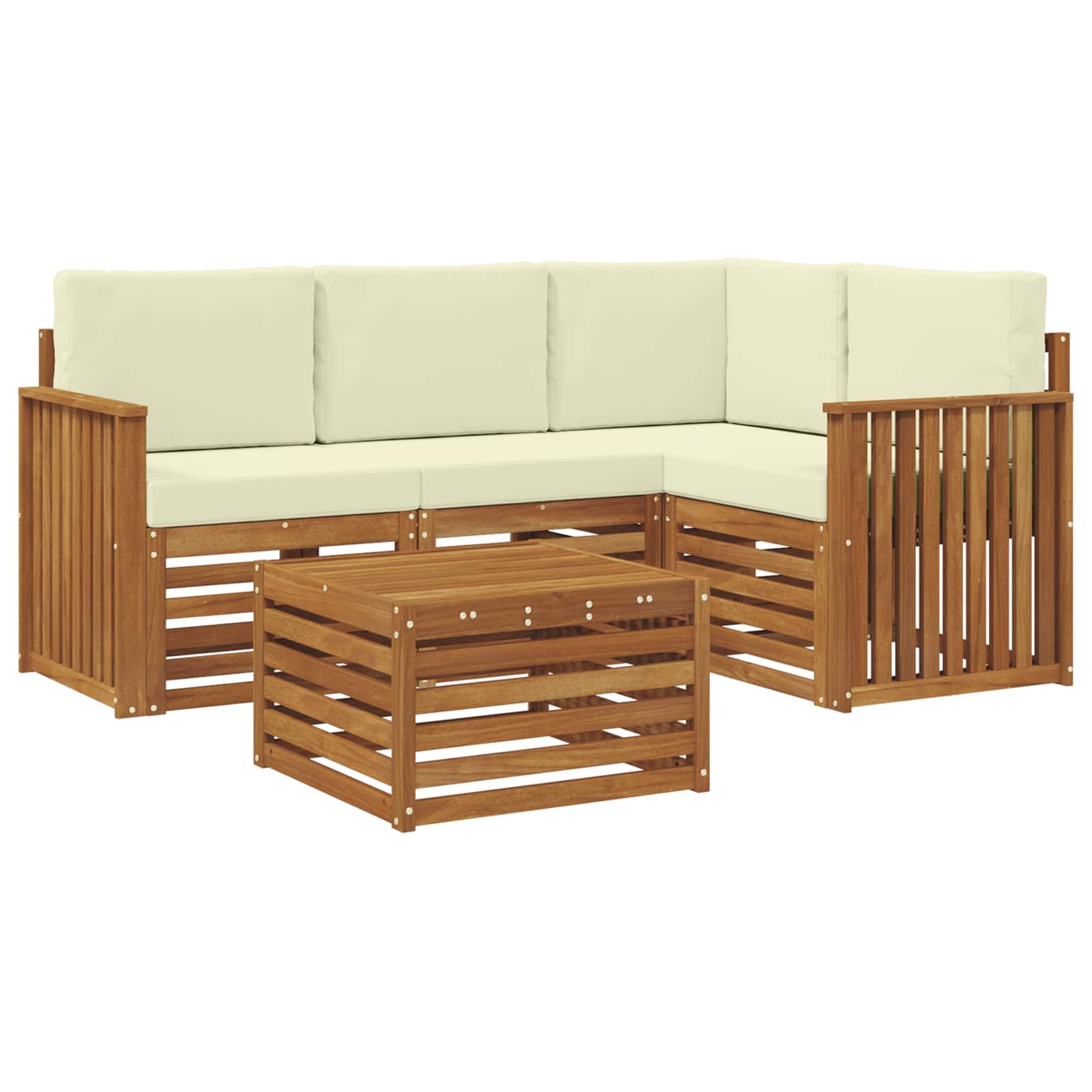 Buiten bankenset met kussen 5 pcs Natuurlijk en Crème is nu te koop bij PeponiXL, paradijselijk wonen!
