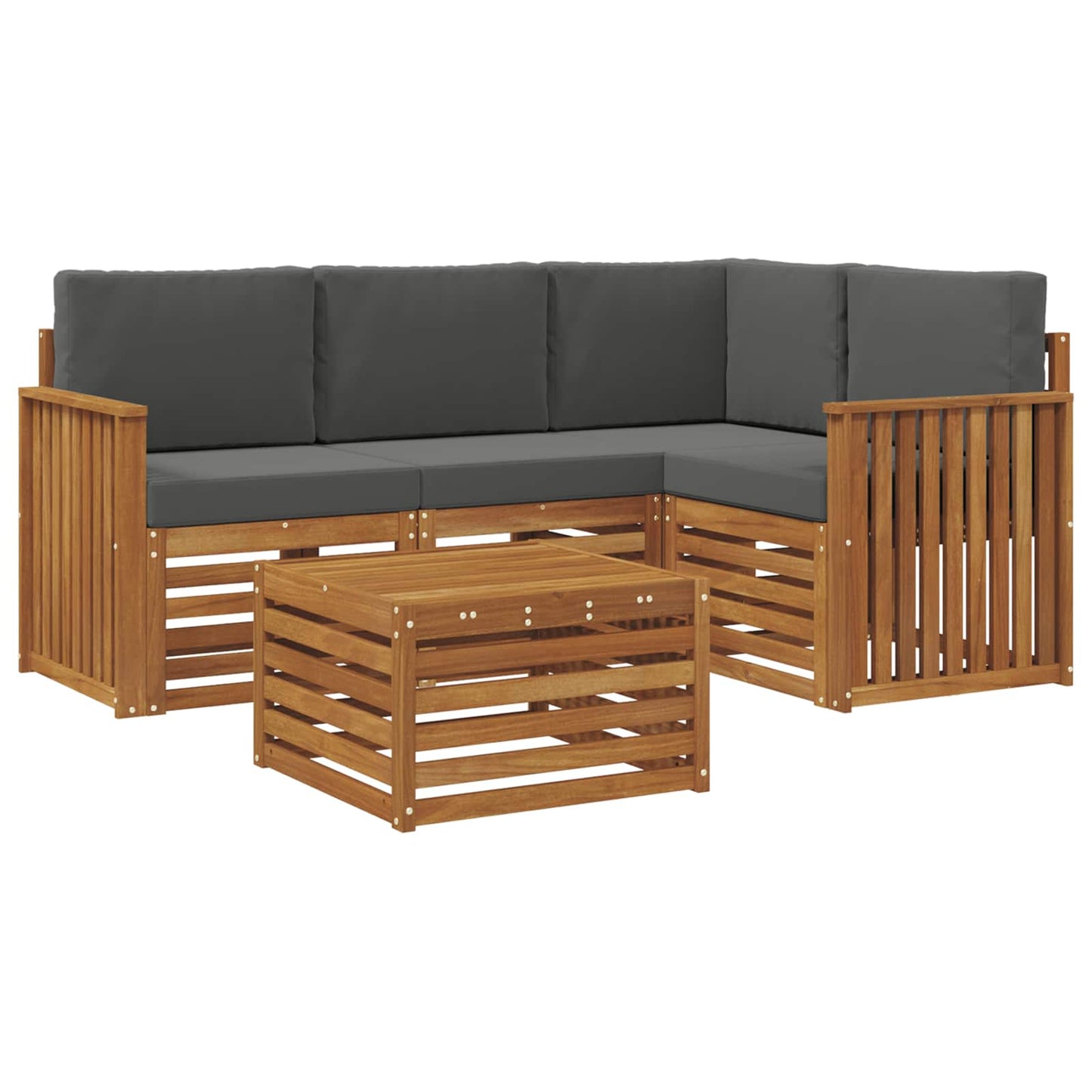 Buiten bankenset met kussen 5 pcs Natuurlijk en Antraciet is nu te koop bij PeponiXL, paradijselijk wonen!