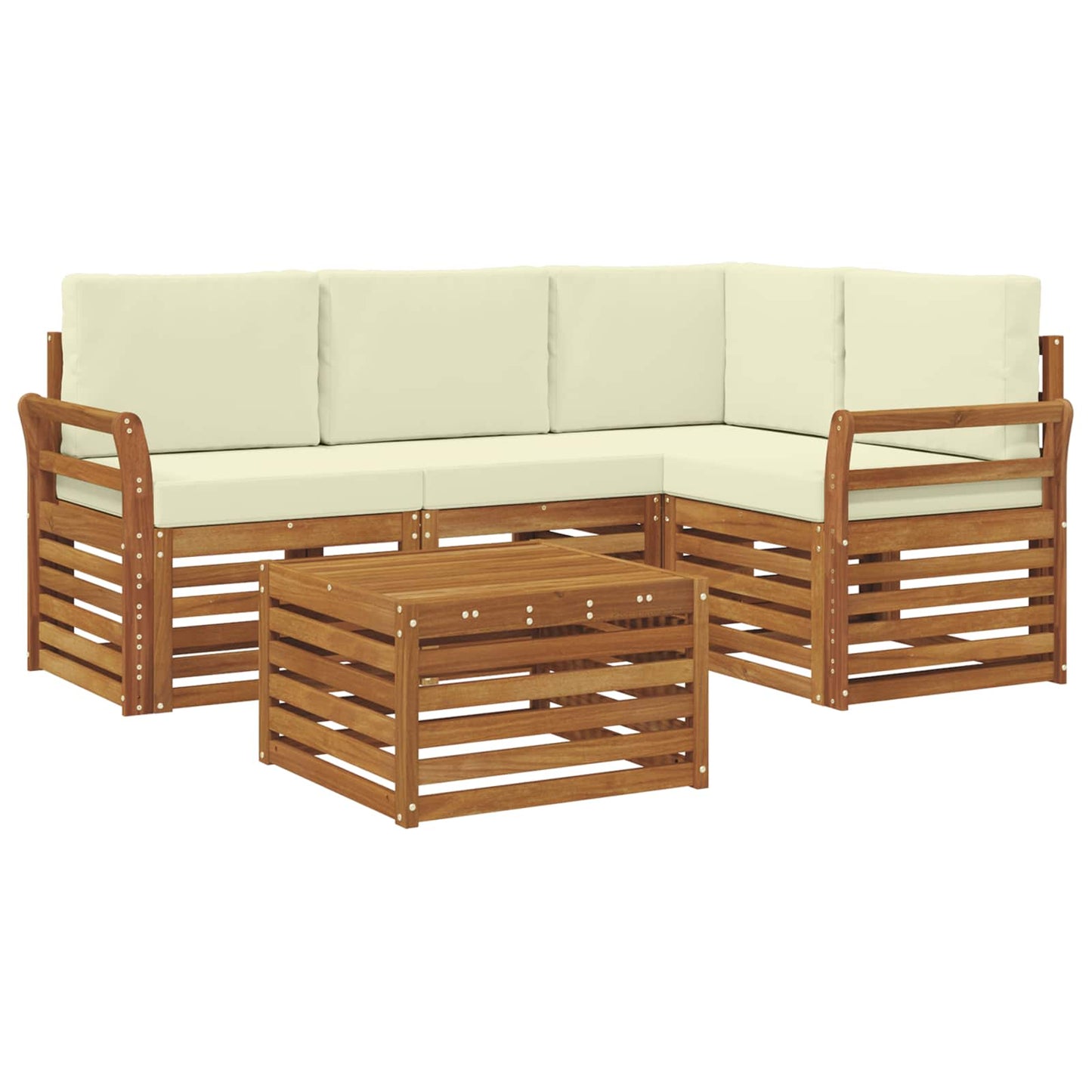 Buiten bankenset met kussen 5 pcs Natuurlijk en Crème is nu te koop bij PeponiXL, paradijselijk wonen!