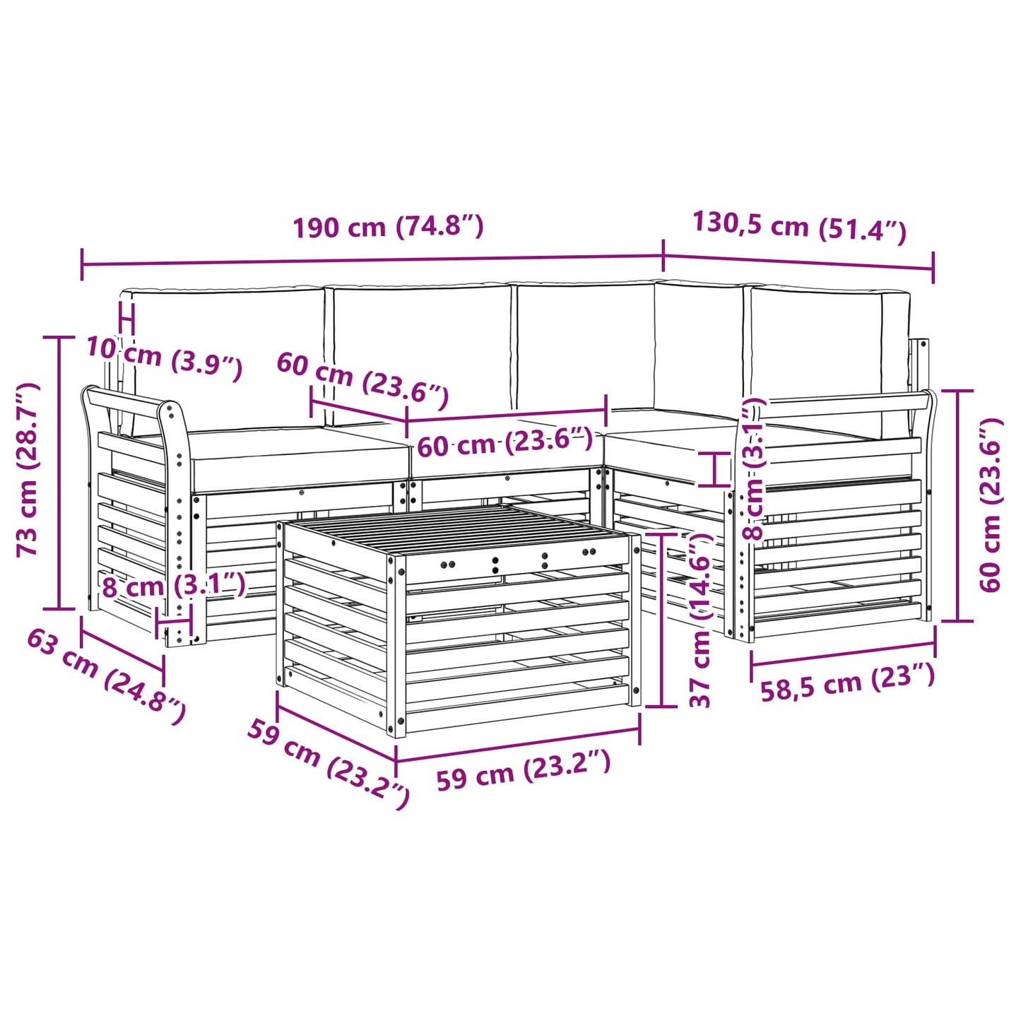 Buiten bankenset met kussen 5 pcs Natuurlijk en Antraciet is nu te koop bij PeponiXL, paradijselijk wonen!