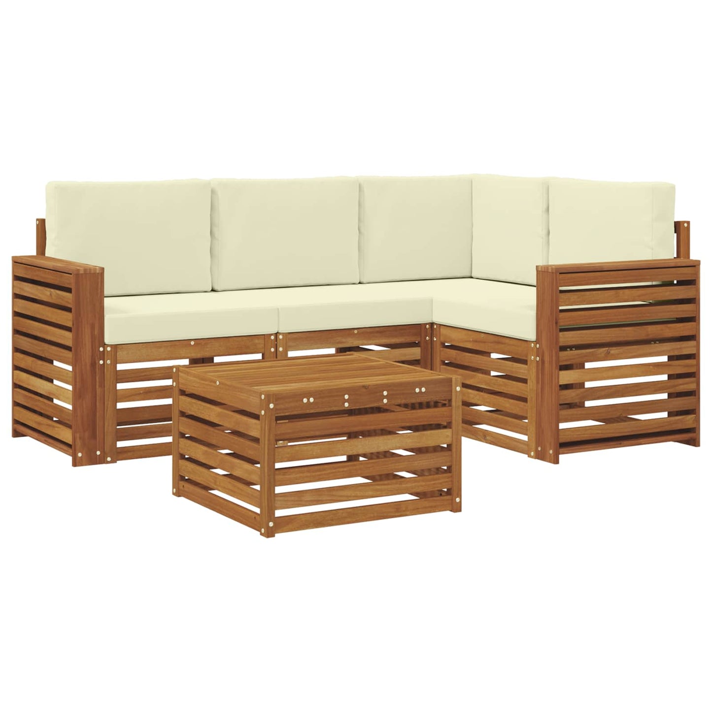 Buiten bankenset met kussen 5 pcs Natuurlijk en Crème is nu te koop bij PeponiXL, paradijselijk wonen!