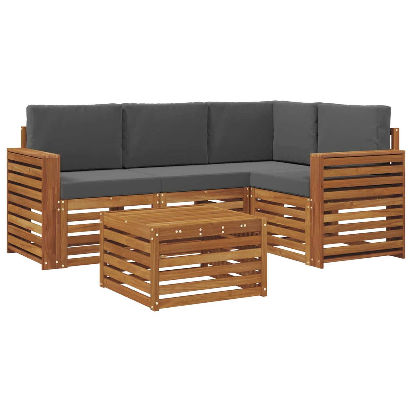 Buiten bankenset met kussen 5 pcs Natuurlijk en Antraciet is nu te koop bij PeponiXL, paradijselijk wonen!