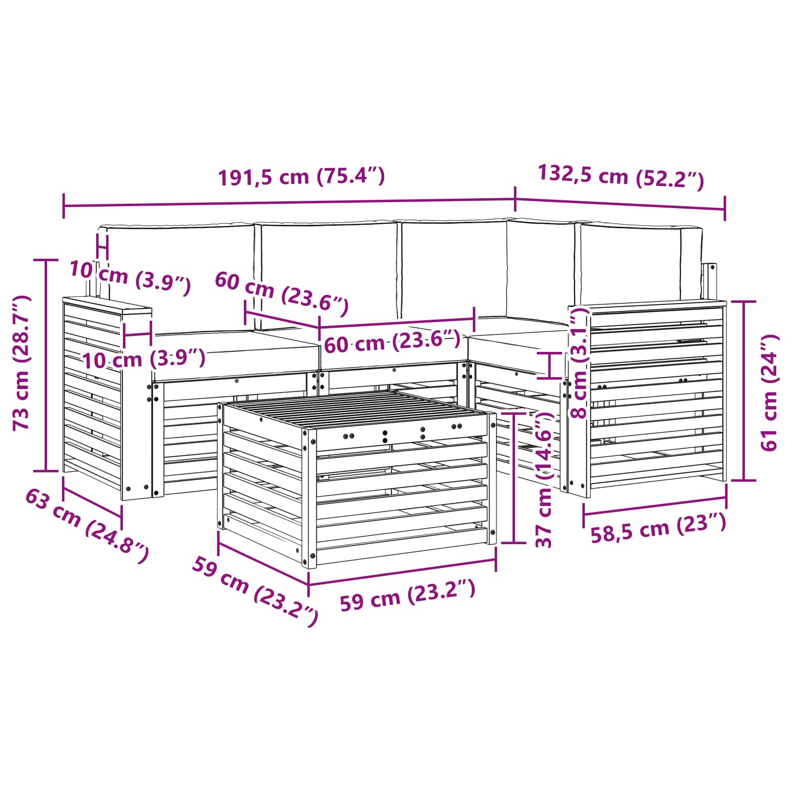 Buiten bankenset met kussen 5 pcs Natuurlijk en Antraciet is nu te koop bij PeponiXL, paradijselijk wonen!