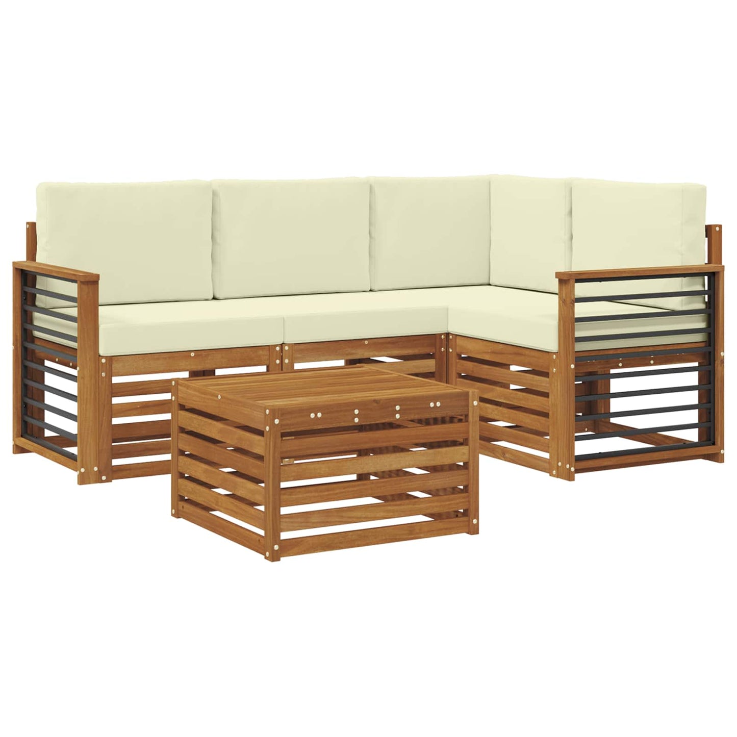 Buiten bankenset met kussen 5 pcs Natuurlijk en Crème is nu te koop bij PeponiXL, paradijselijk wonen!
