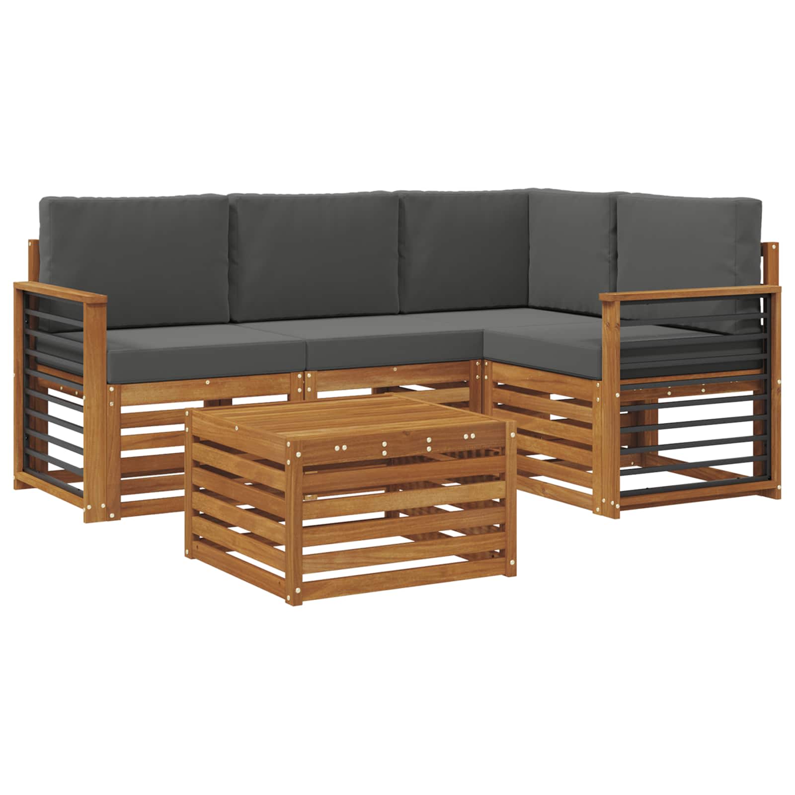 Buiten bankenset met kussen 5 pcs Natuurlijk en Antraciet is nu te koop bij PeponiXL, paradijselijk wonen!