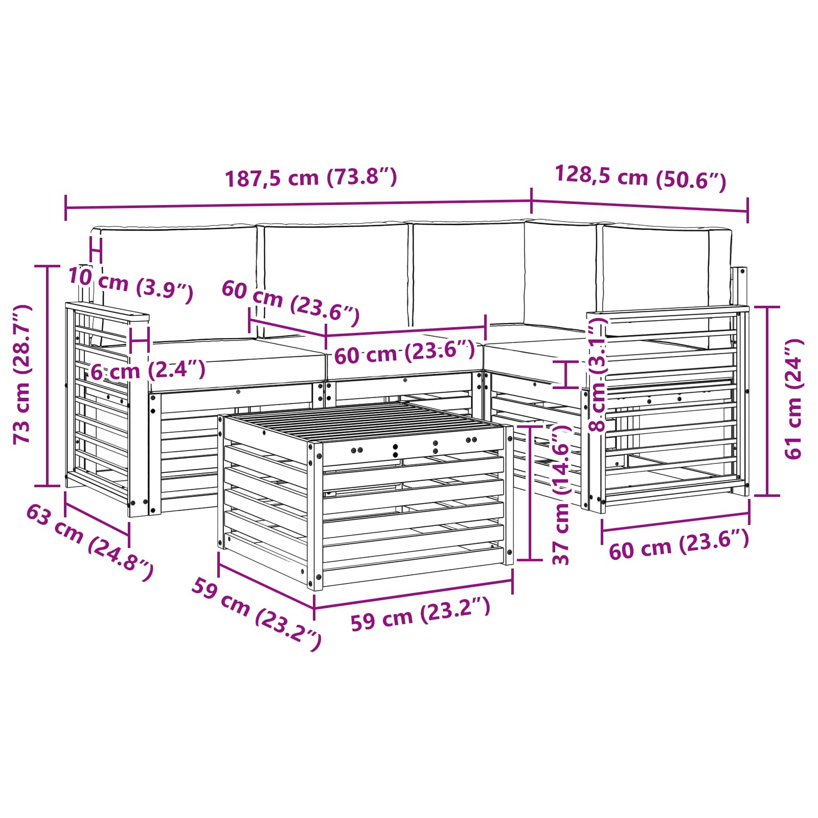 Buiten bankenset met kussen 5 pcs Natuurlijk en Antraciet is nu te koop bij PeponiXL, paradijselijk wonen!