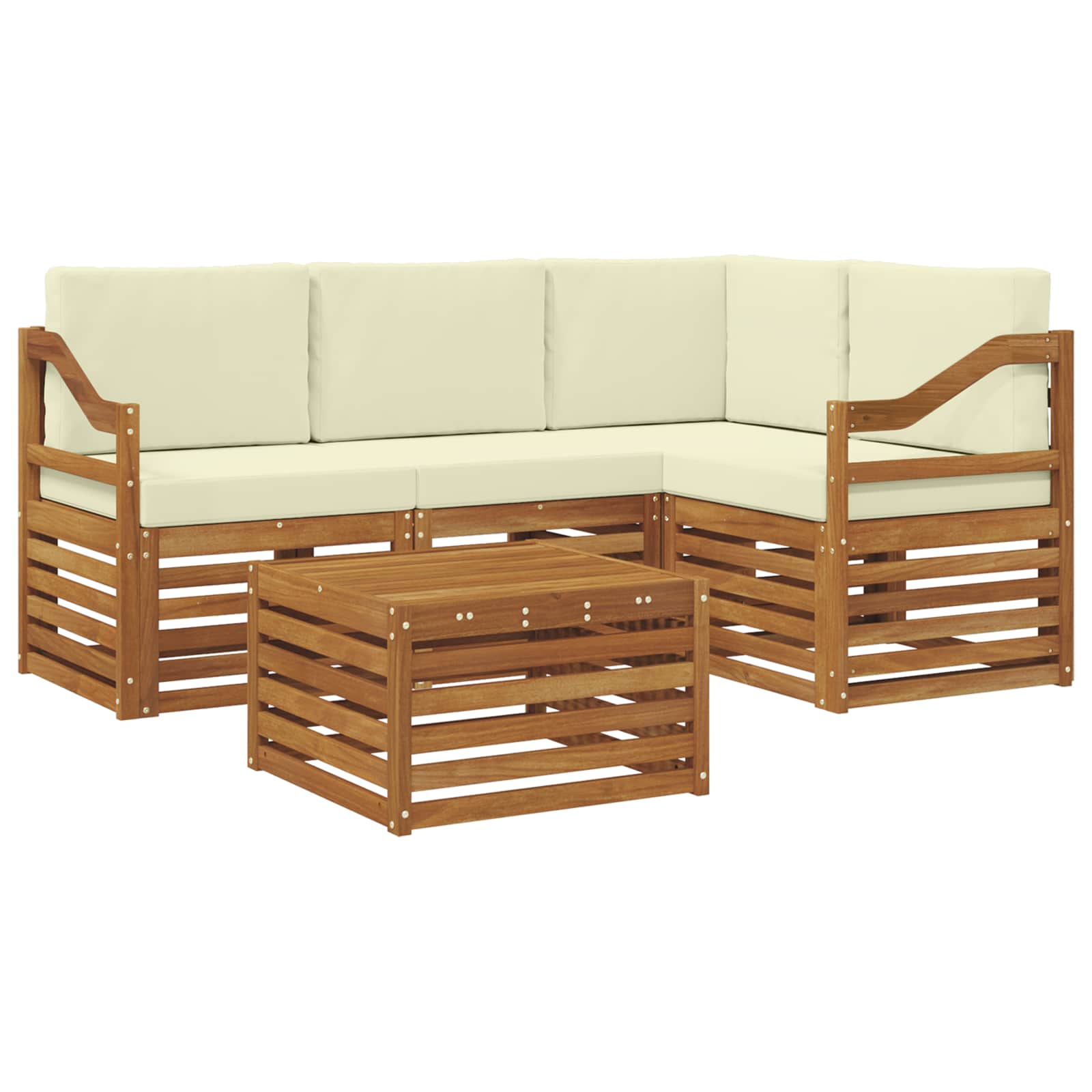 Buiten bankenset met kussen 5 pcs Natuurlijk en Crème is nu te koop bij PeponiXL, paradijselijk wonen!