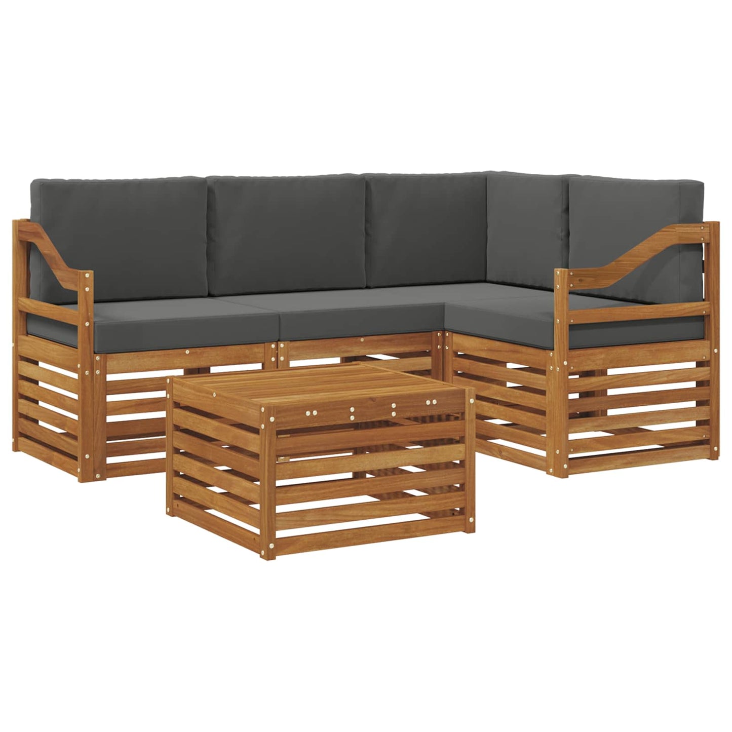Buiten bankenset met kussen 5 pcs Natuurlijk en Antraciet is nu te koop bij PeponiXL, paradijselijk wonen!