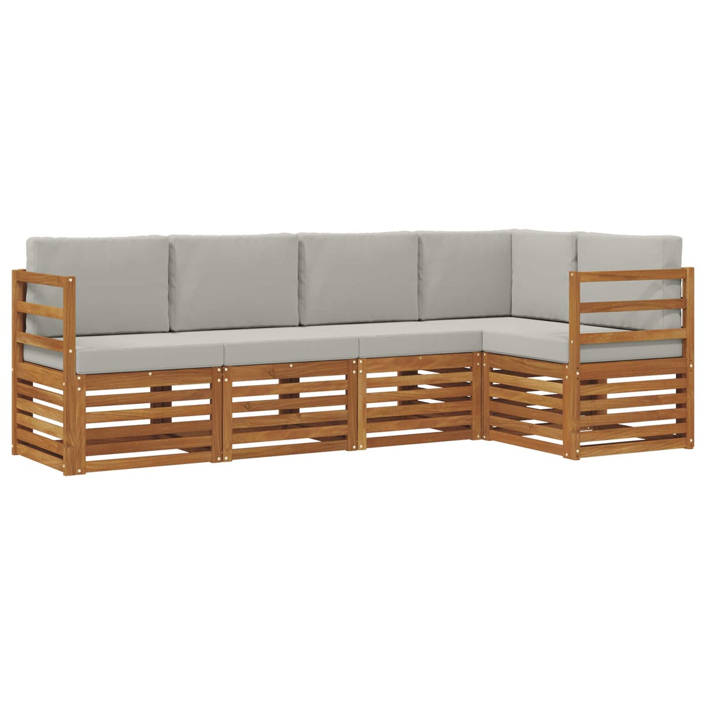 Hoekbank Set 5 pcs Natuurlijk en Lichtgrijs Massief Acaciahout is nu te koop bij PeponiXL, paradijselijk wonen!