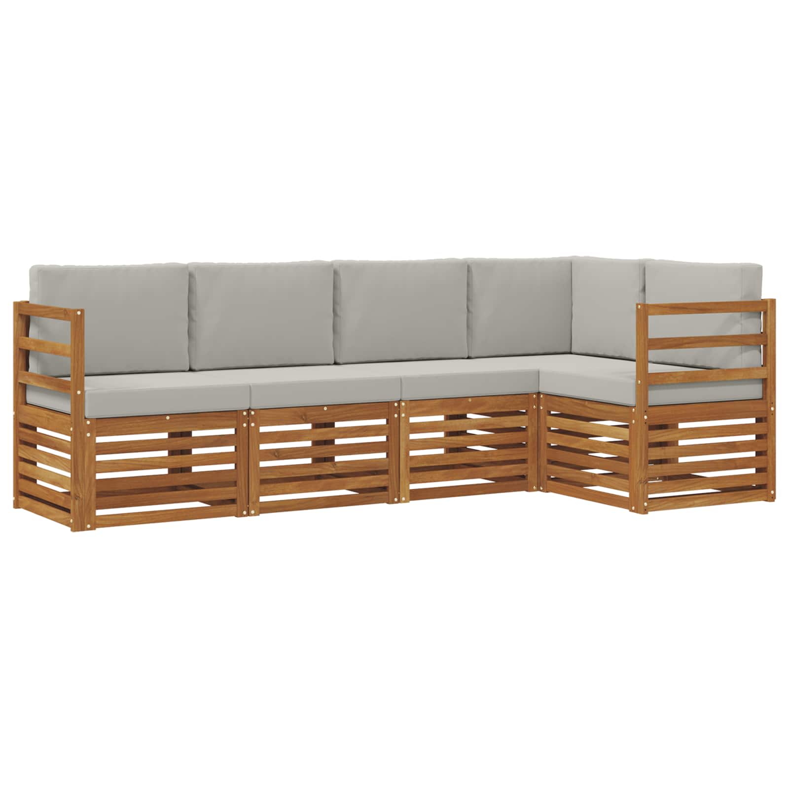 Hoekbank Set 5 pcs Natuurlijk en Lichtgrijs Massief Acaciahout is nu te koop bij PeponiXL, paradijselijk wonen!
