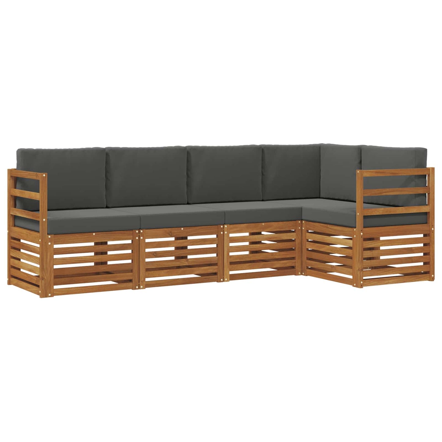 Hoekbank Set 5 pcs Natuurlijk en Antraciet Massief Acaciahout is nu te koop bij PeponiXL, paradijselijk wonen!
