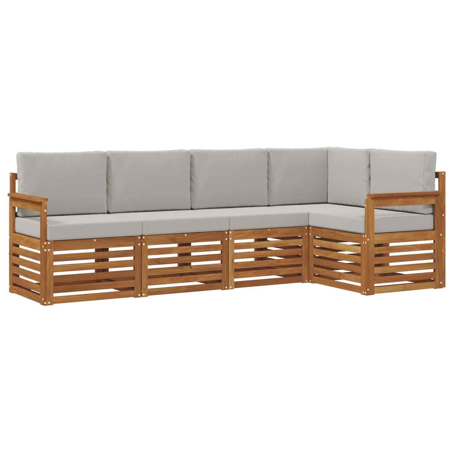 Hoekbank Set 5 pcs Natuurlijk en Lichtgrijs Massief Acaciahout is nu te koop bij PeponiXL, paradijselijk wonen!