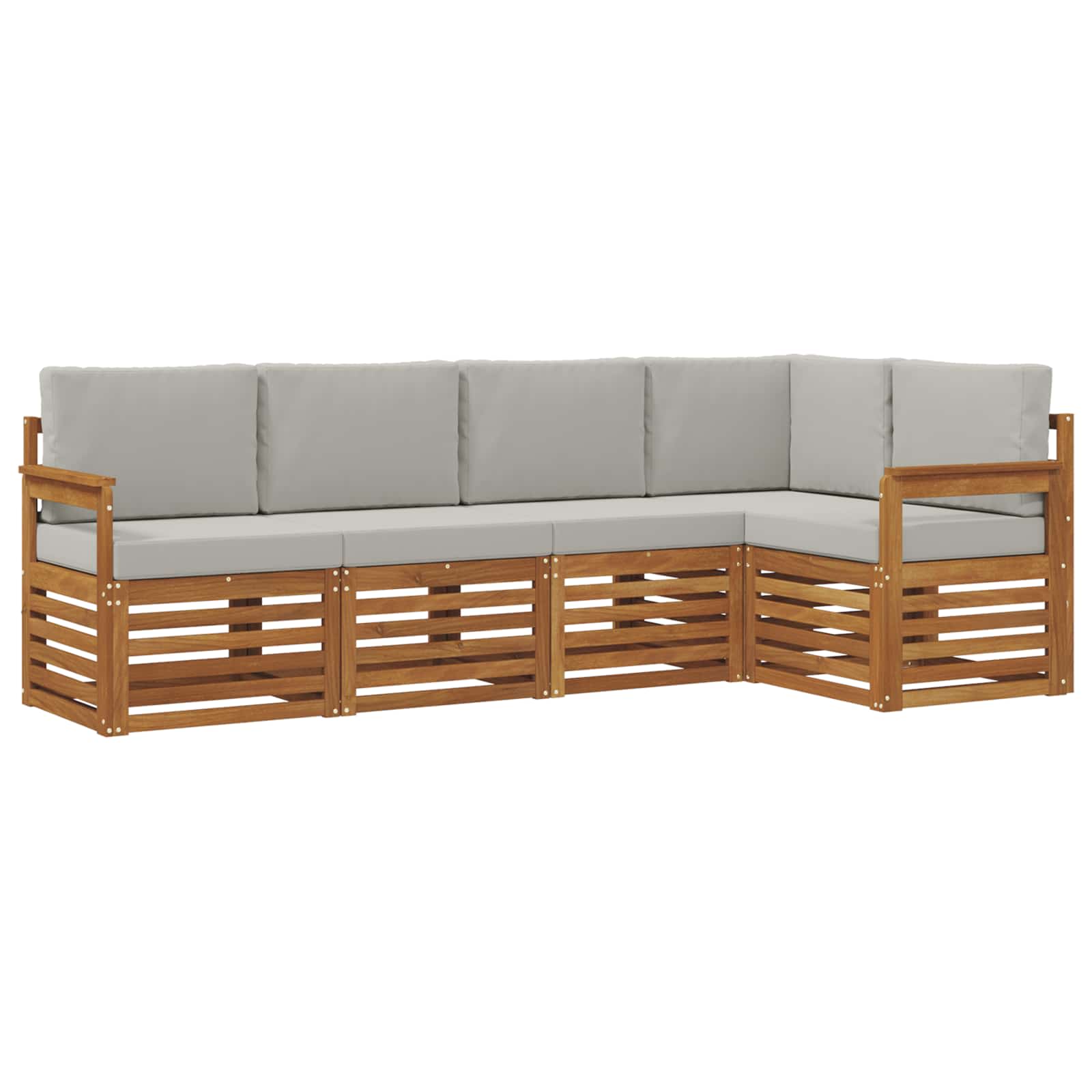 Hoekbank Set 5 pcs Natuurlijk en Lichtgrijs Massief Acaciahout is nu te koop bij PeponiXL, paradijselijk wonen!
