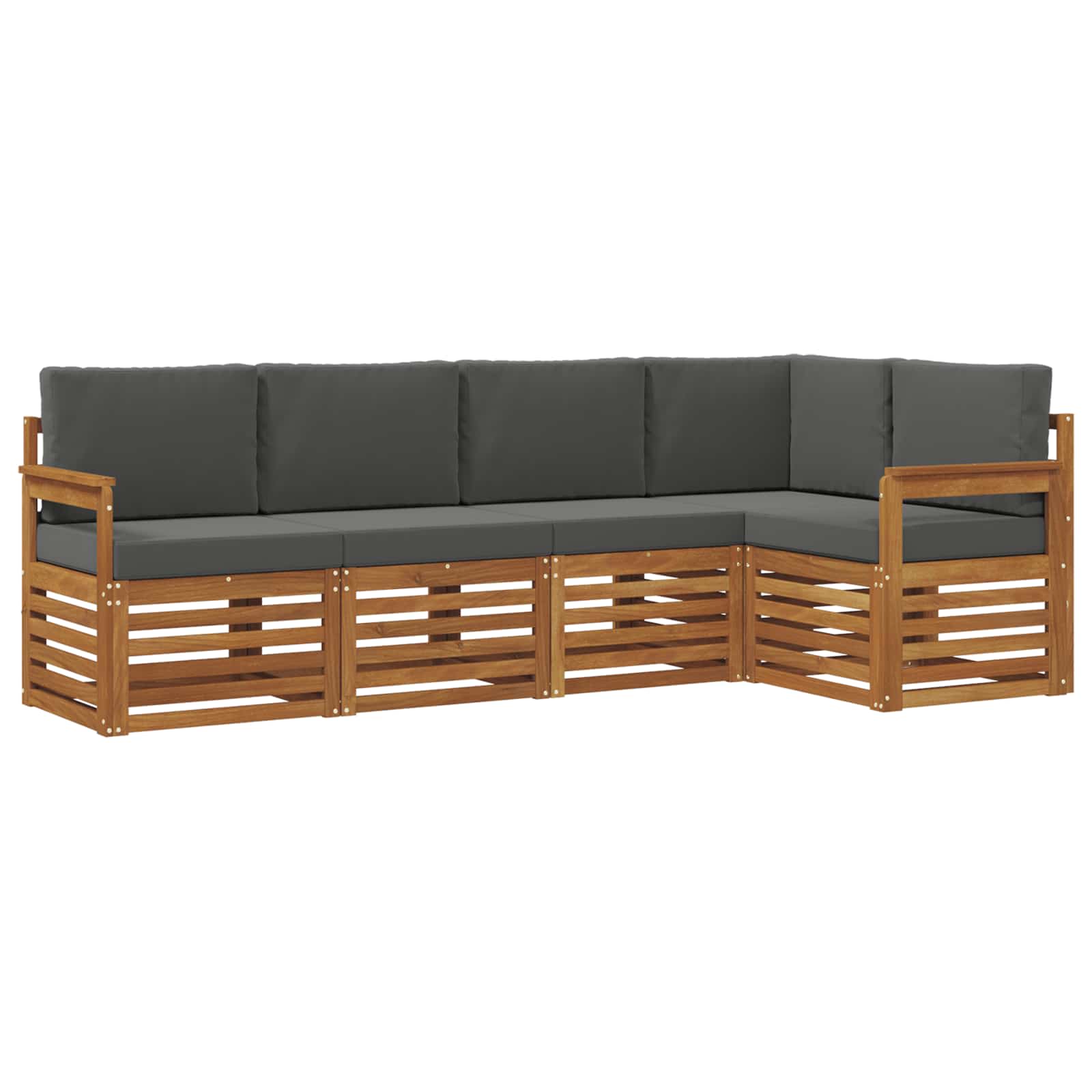 Hoekbank Set 5 pcs Natuurlijk en Antraciet Massief Acaciahout is nu te koop bij PeponiXL, paradijselijk wonen!