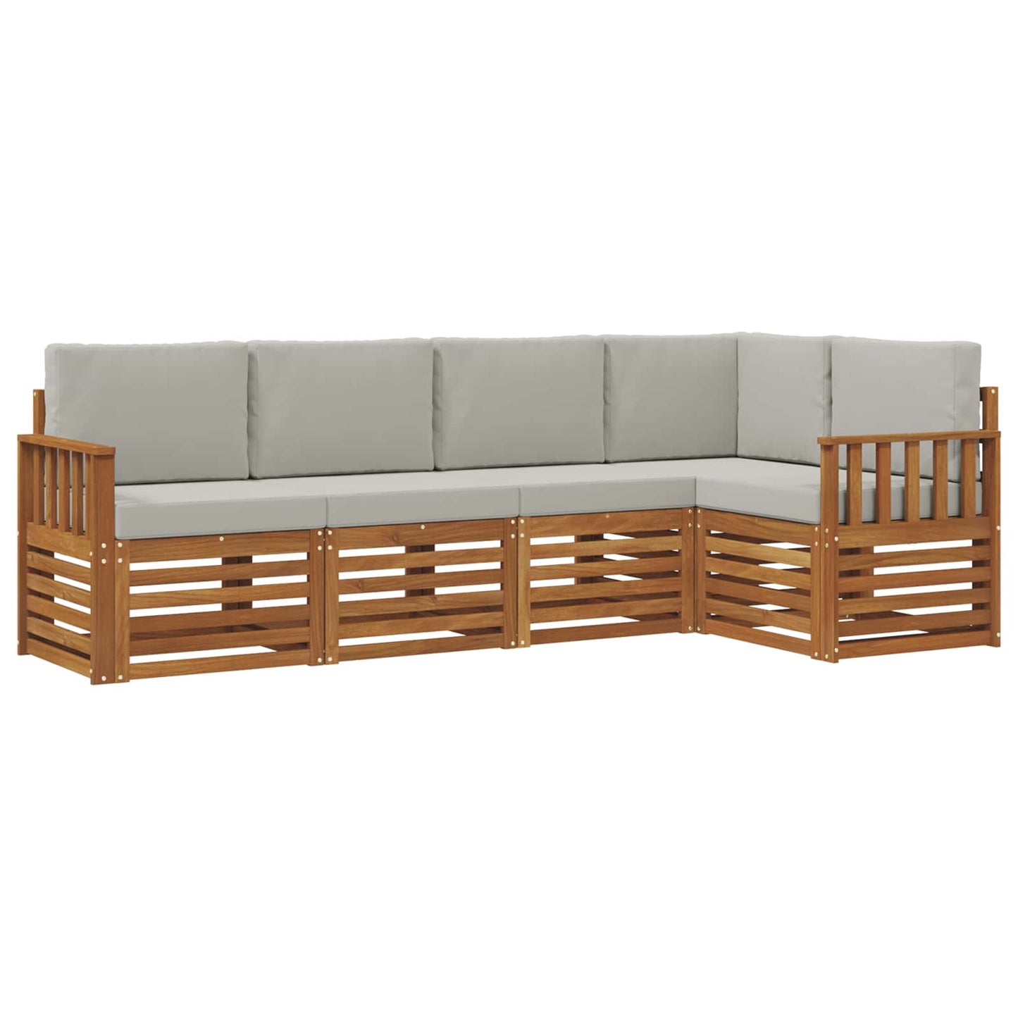 Hoekbank Set 5 pcs Natuurlijk en Lichtgrijs Massief Acaciahout is nu te koop bij PeponiXL, paradijselijk wonen!