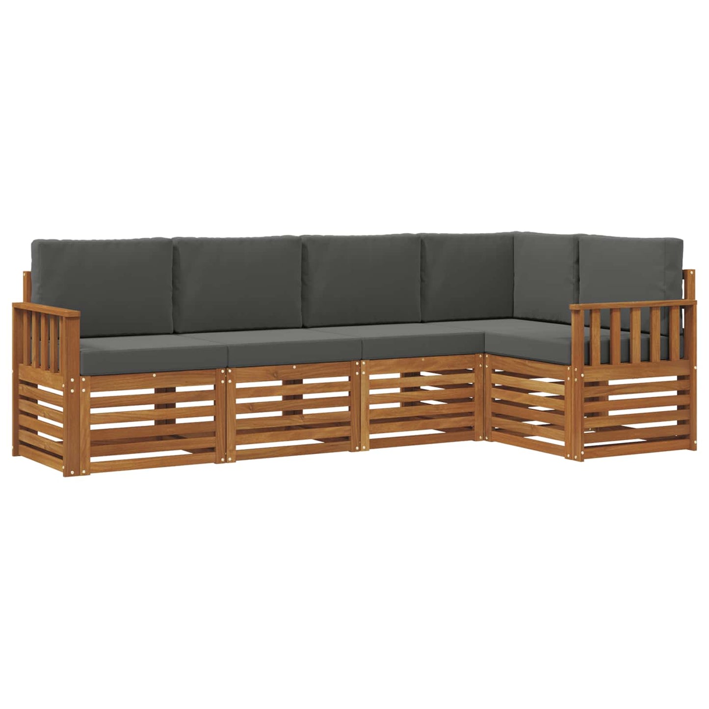 Hoekbank Set 5 pcs Natuurlijk en Antraciet Massief Acaciahout is nu te koop bij PeponiXL, paradijselijk wonen!