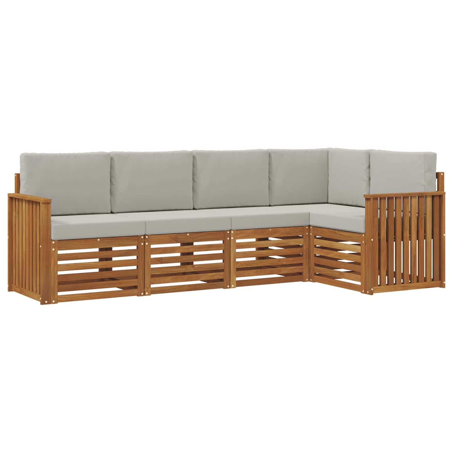 Hoekbank Set 5 pcs Natuurlijk en Lichtgrijs Massief Acaciahout is nu te koop bij PeponiXL, paradijselijk wonen!