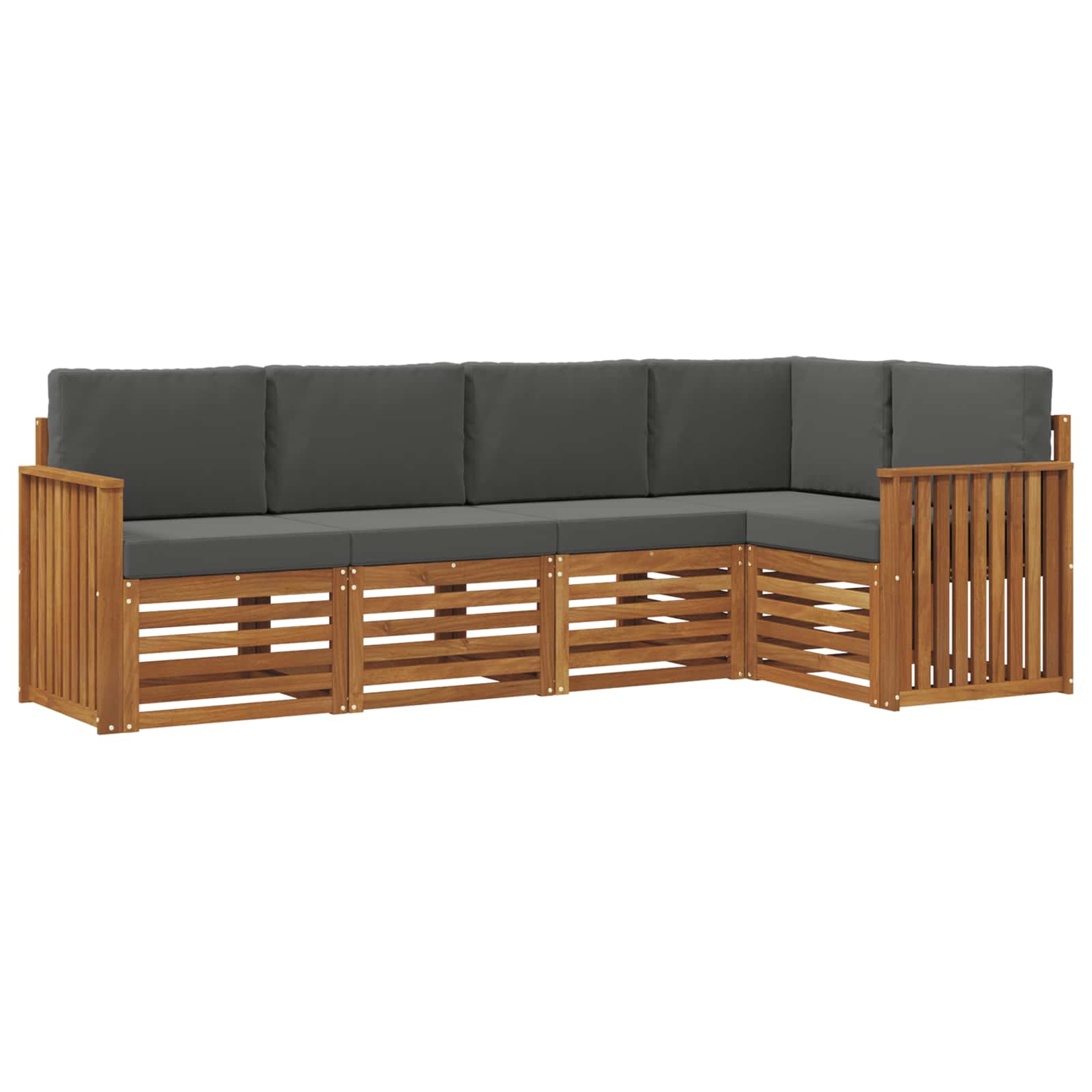 Hoekbank Set 5 pcs Natuurlijk en Antraciet Massief Acaciahout is nu te koop bij PeponiXL, paradijselijk wonen!