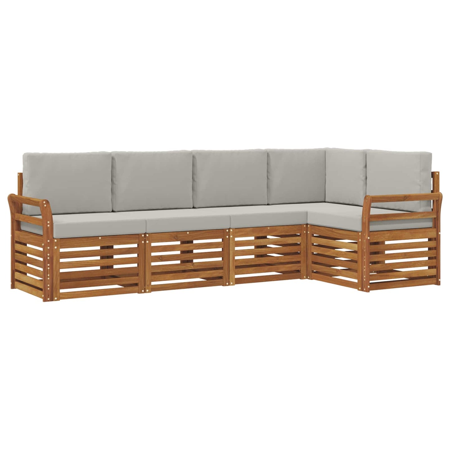 Hoekbank Set 5 pcs Natuurlijk en Lichtgrijs Massief Acaciahout is nu te koop bij PeponiXL, paradijselijk wonen!