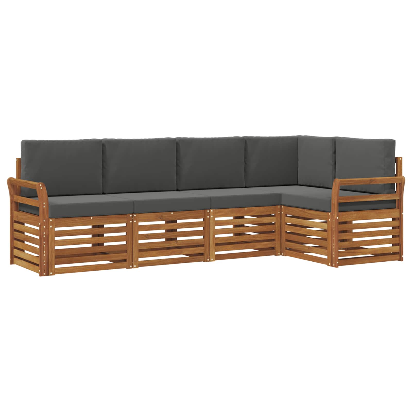Hoekbank Set 5 pcs Natuurlijk en Antraciet Massief Acaciahout is nu te koop bij PeponiXL, paradijselijk wonen!