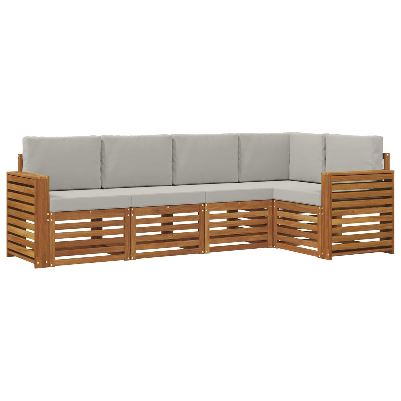 Hoekbank Set 5 pcs Natuurlijk en Lichtgrijs Massief Acaciahout is nu te koop bij PeponiXL, paradijselijk wonen!