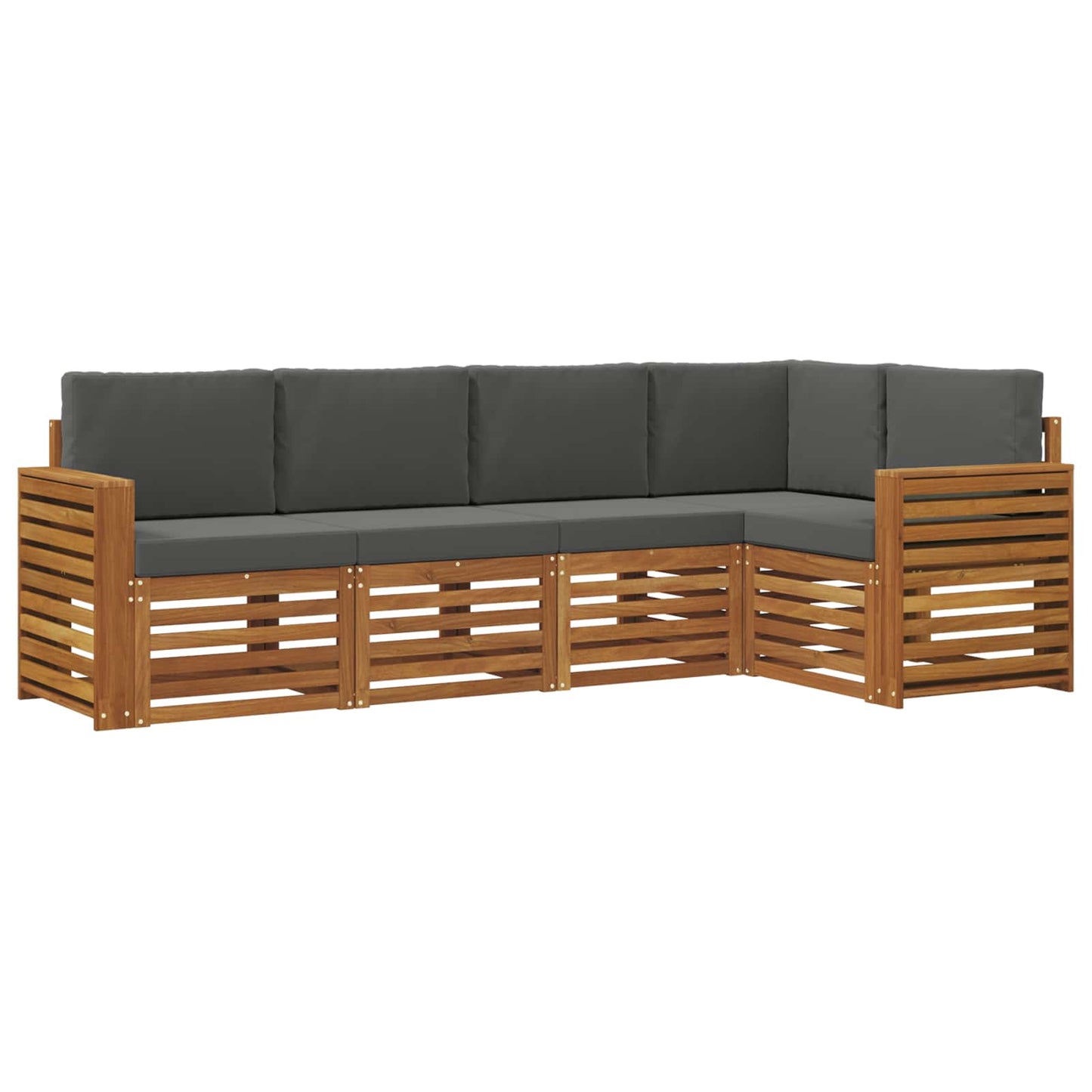 Hoekbank Set 5 pcs Natuurlijk en Antraciet Massief Acaciahout is nu te koop bij PeponiXL, paradijselijk wonen!