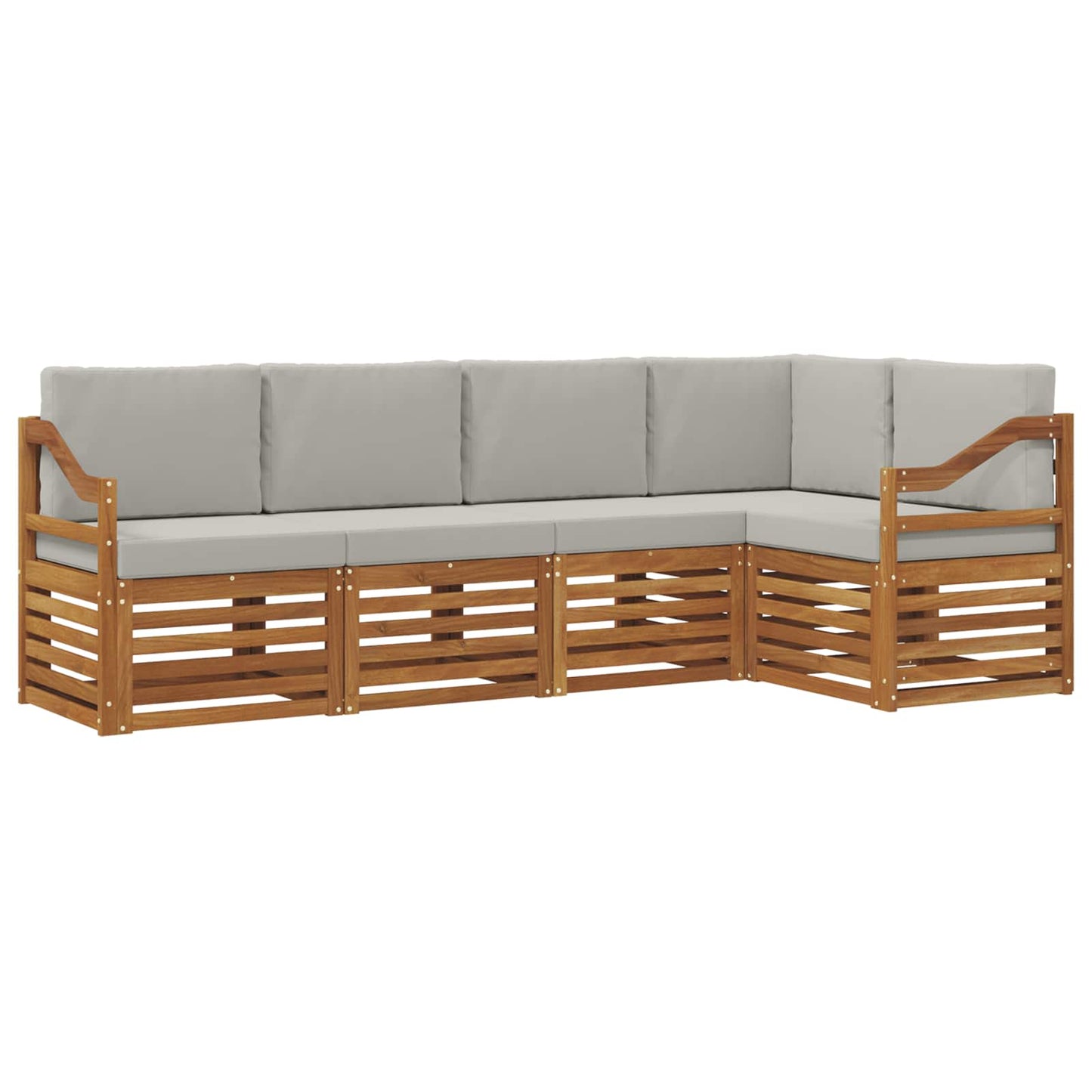 Hoekbank Set 5 pcs Natuurlijk en Lichtgrijs Massief Acaciahout is nu te koop bij PeponiXL, paradijselijk wonen!