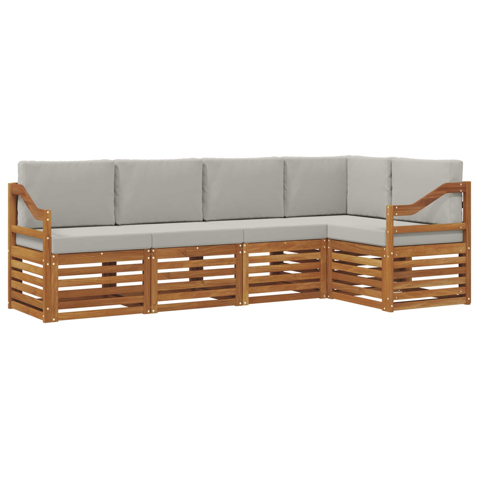 Hoekbank Set 5 pcs Natuurlijk en Lichtgrijs Massief Acaciahout is nu te koop bij PeponiXL, paradijselijk wonen!