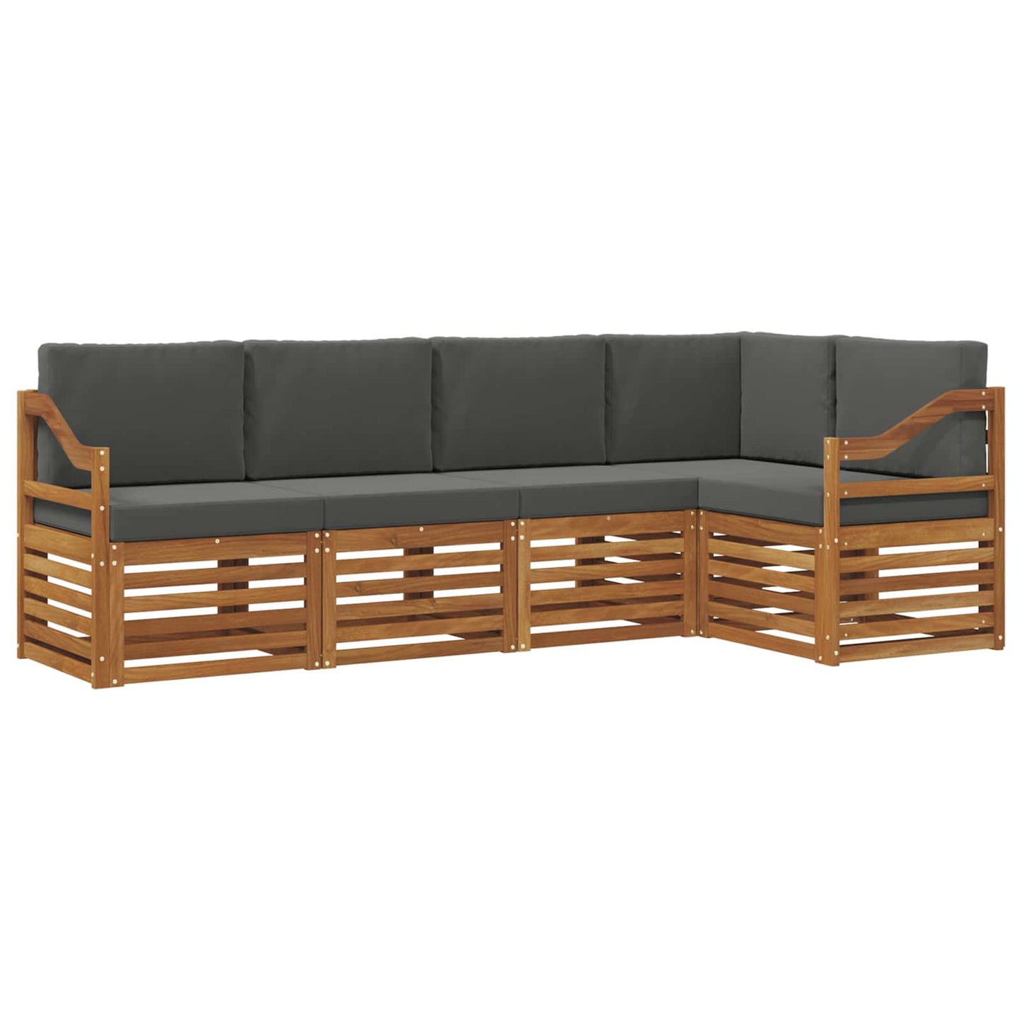 Hoekbank Set 5 pcs Natuurlijk en Antraciet Massief Acaciahout is nu te koop bij PeponiXL, paradijselijk wonen!