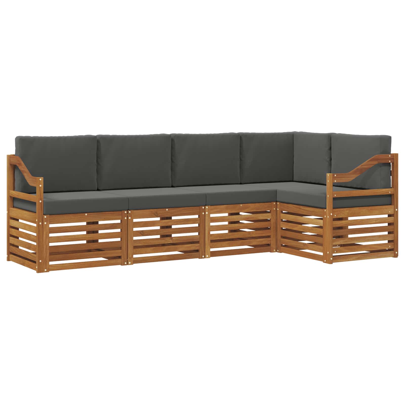 Hoekbank Set 5 pcs Natuurlijk en Antraciet Massief Acaciahout is nu te koop bij PeponiXL, paradijselijk wonen!