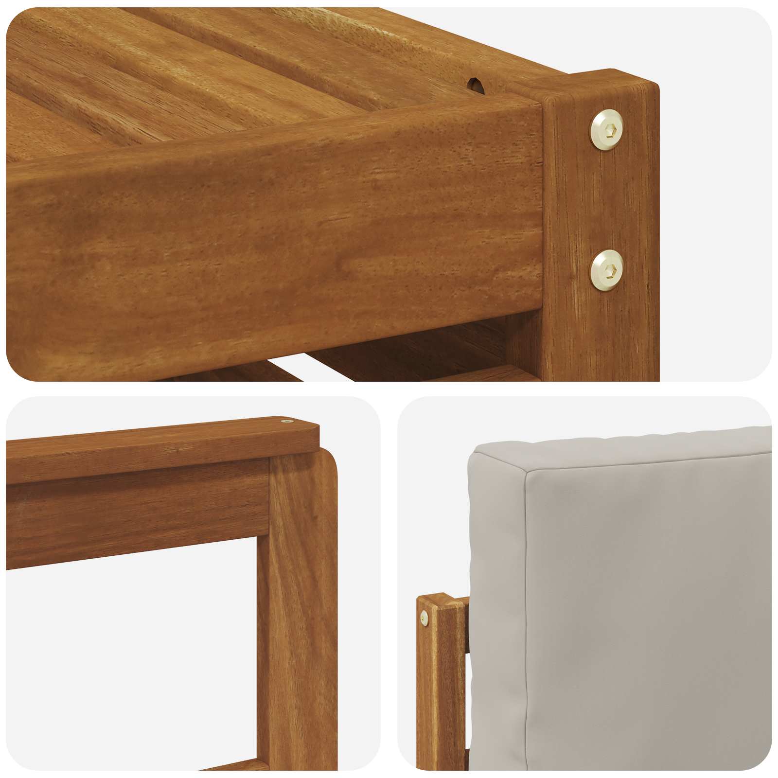Hoekbank Set 6 pcs Natuurlijk en Lichtgrijs Massief Acaciahout is nu te koop bij PeponiXL, paradijselijk wonen!