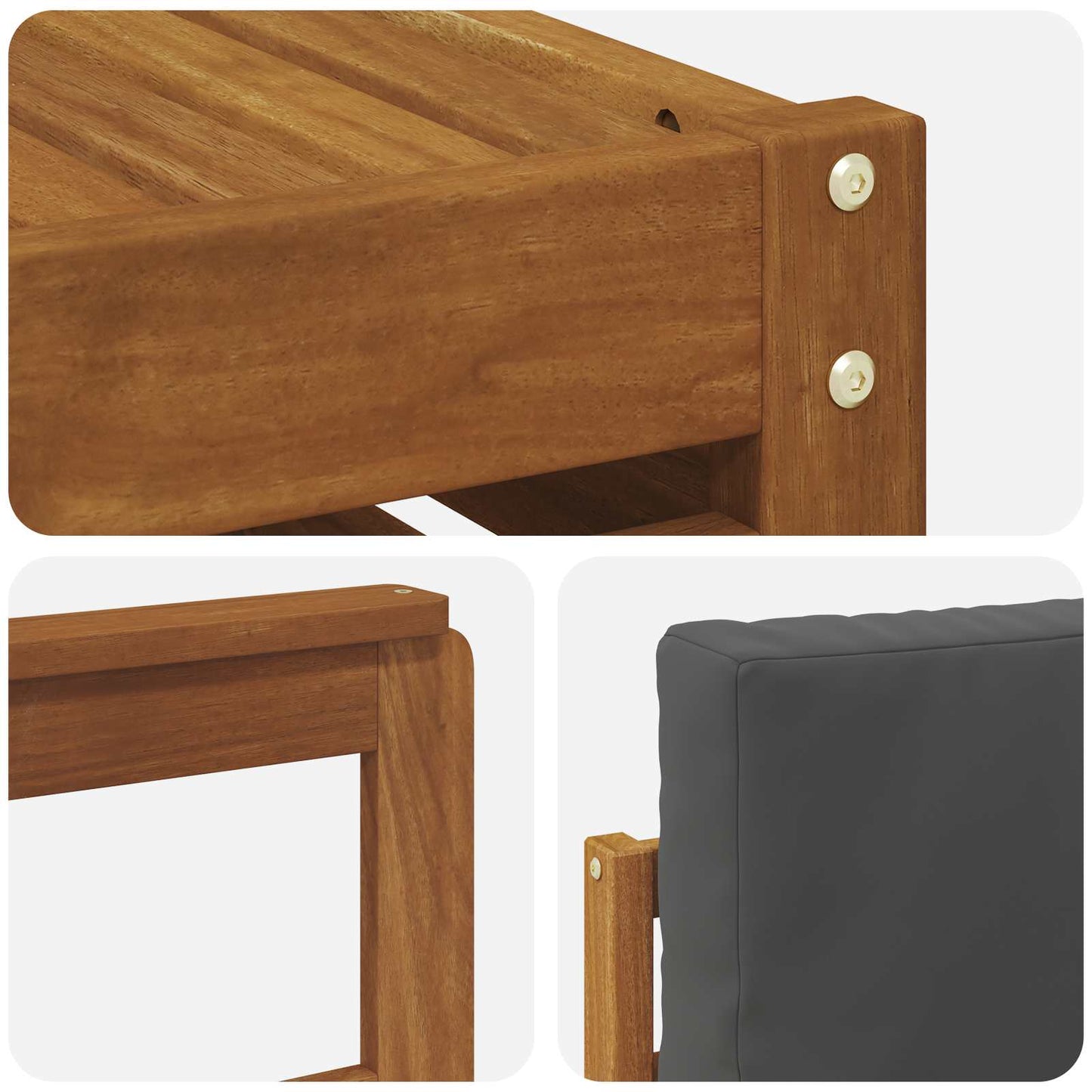 Hoekbank Set 6 pcs Natuurlijk en Antraciet Massief Acaciahout is nu te koop bij PeponiXL, paradijselijk wonen!