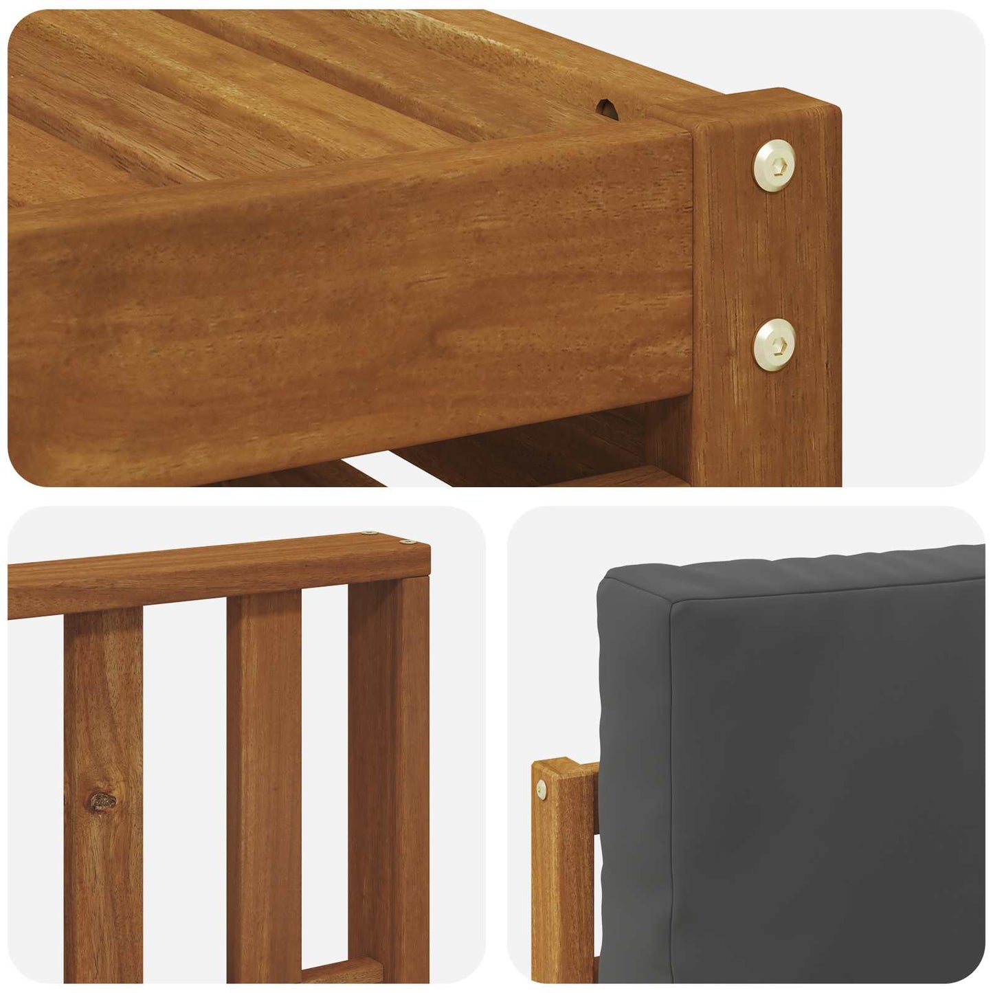 Hoekbank Set 6 pcs Natuurlijk en Antraciet Massief Acaciahout is nu te koop bij PeponiXL, paradijselijk wonen!