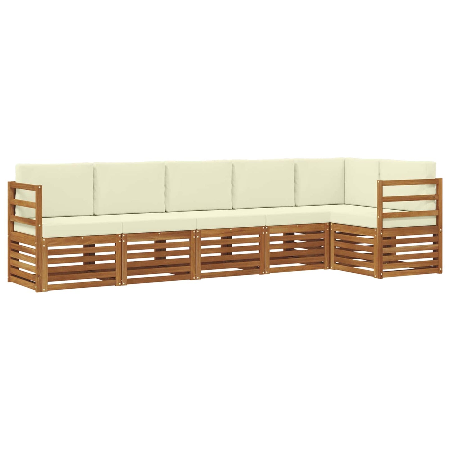 Hoekbank Set 6 pcs Natuurlijk en Crème Massief Acaciahout is nu te koop bij PeponiXL, paradijselijk wonen!