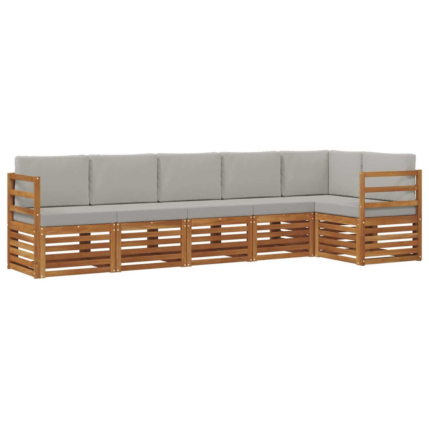 Hoekbank Set 6 pcs Natuurlijk en Lichtgrijs Massief Acaciahout is nu te koop bij PeponiXL, paradijselijk wonen!
